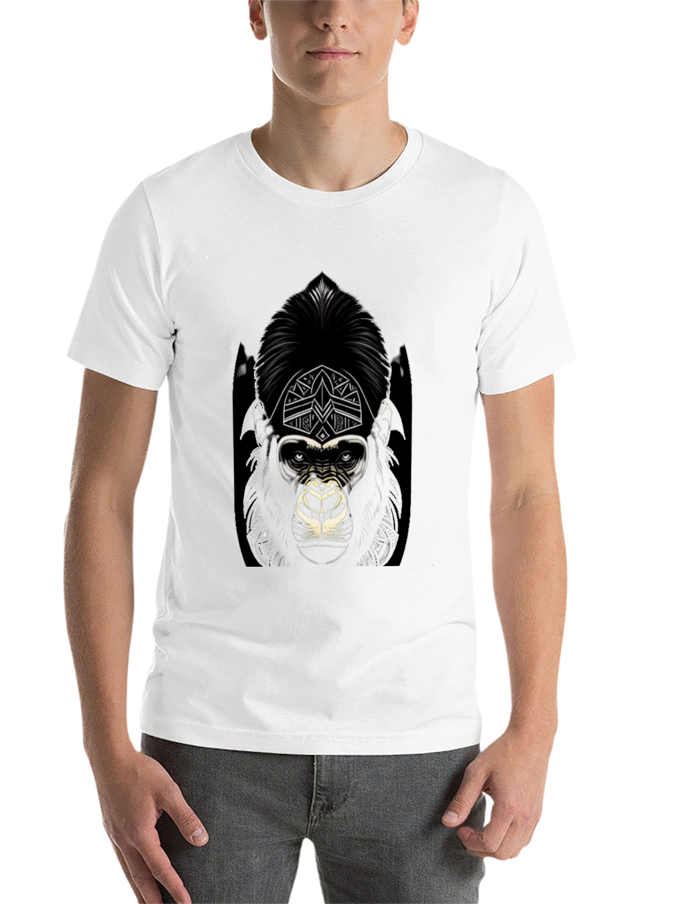Black Graphic Gorilla Tee - Tribal Design view 14