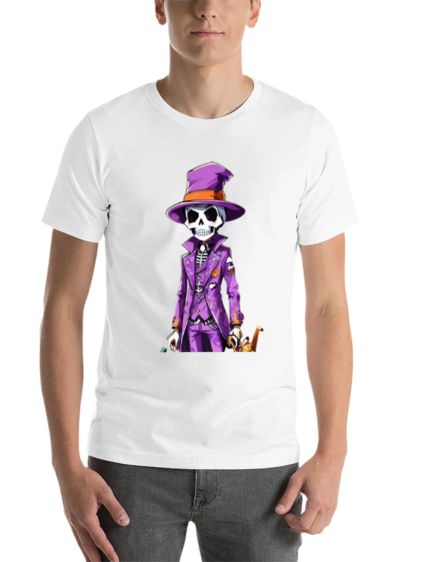 Black Skeleton in Purple Suit T-Shirt view 14