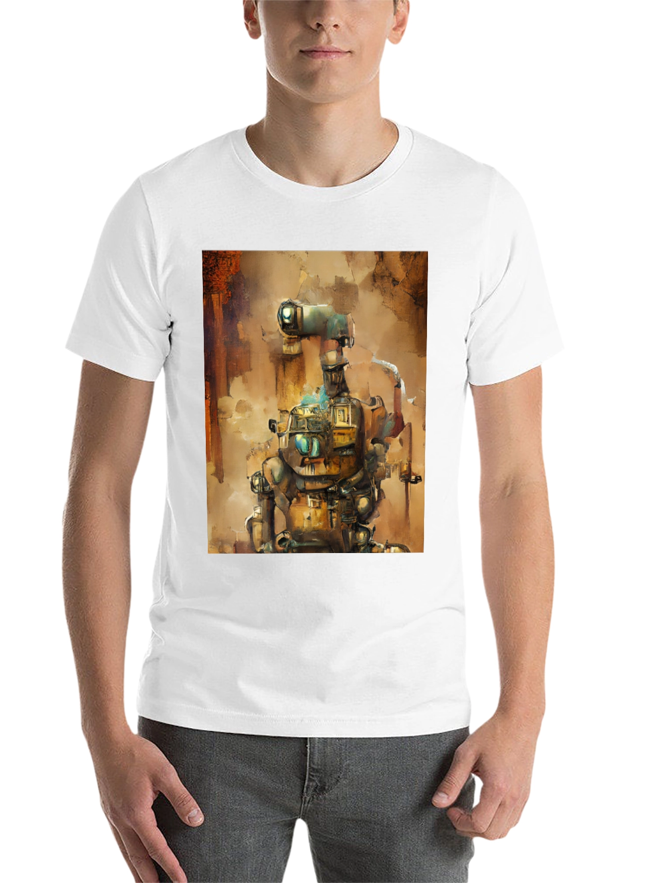 Black Steampunk Robot Graphic Tee - Unique Design view 14