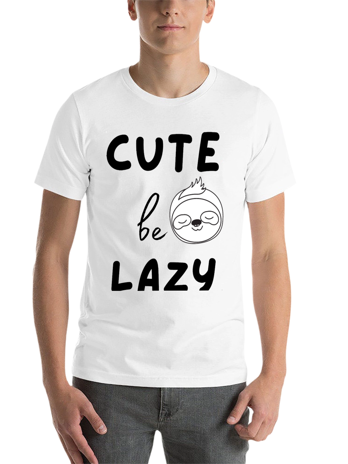 Black Cute Be Lazy Sloth Graphic T-Shirt view 14