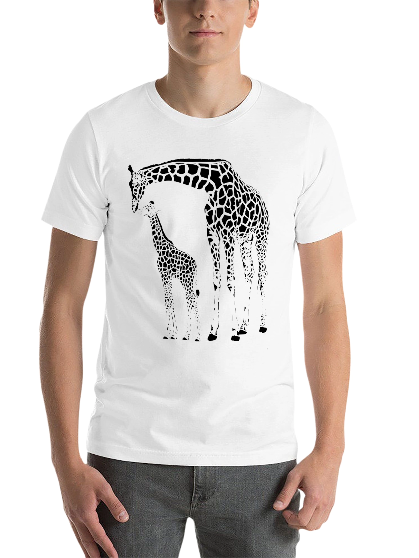 Black Giraffe Graphic Print Tee - Casual Black T-Shirt view 14