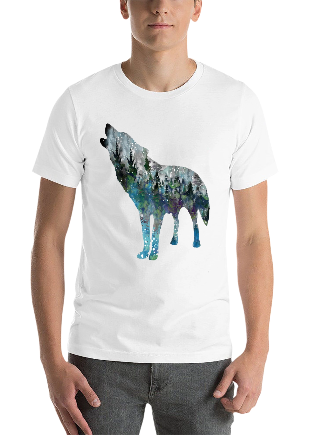 Black Wolf Forest Graphic Tee - Stylish Nature Shirt view 14