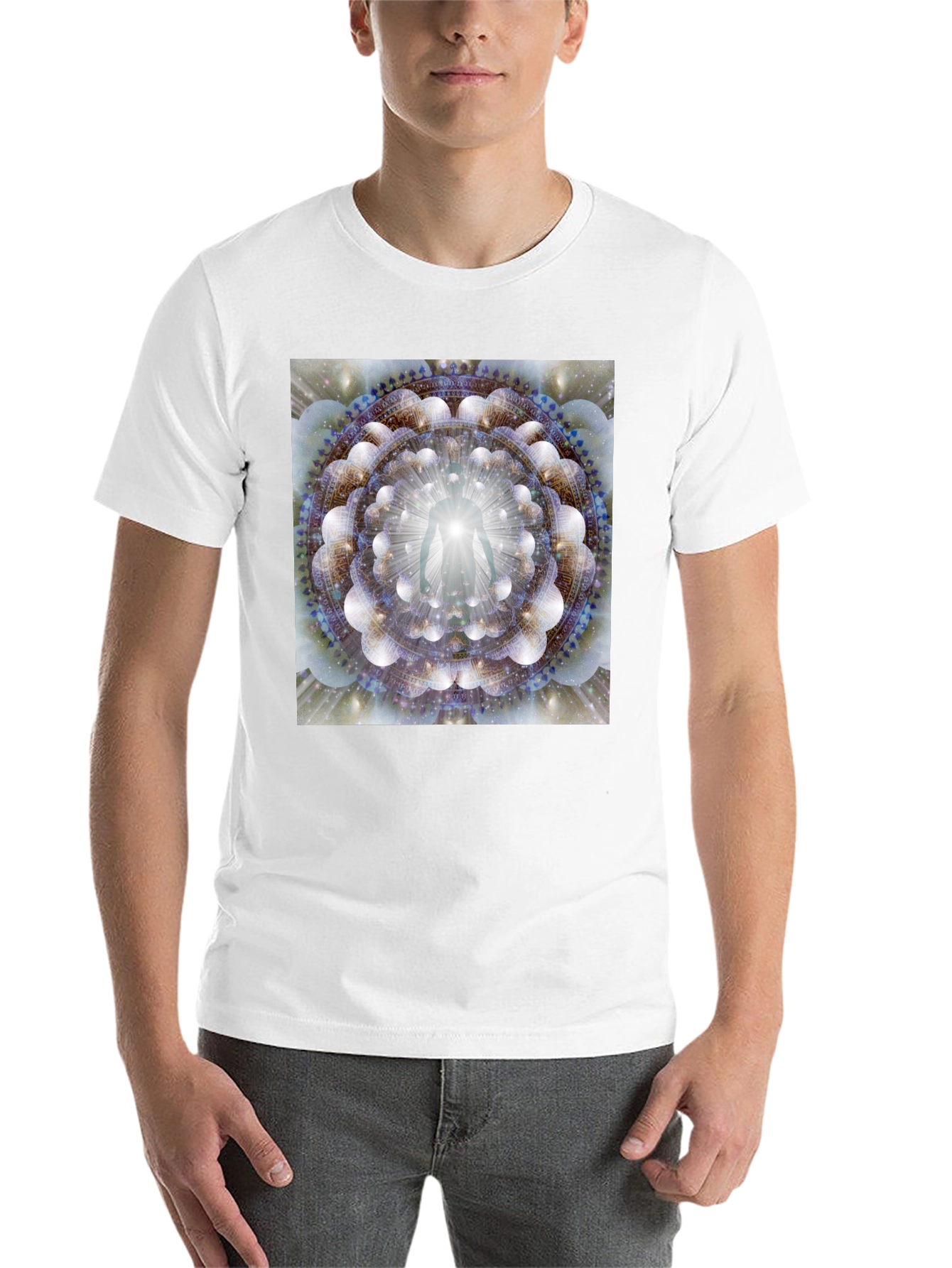 Black Enlightened Being Mandala Black T-Shirt view 14