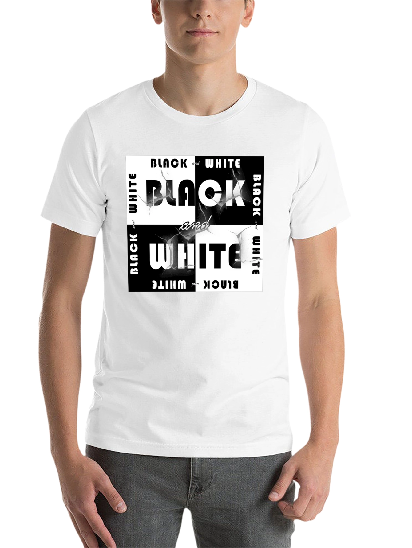 Black Black & White Graphic Tee - Modern Style view 14