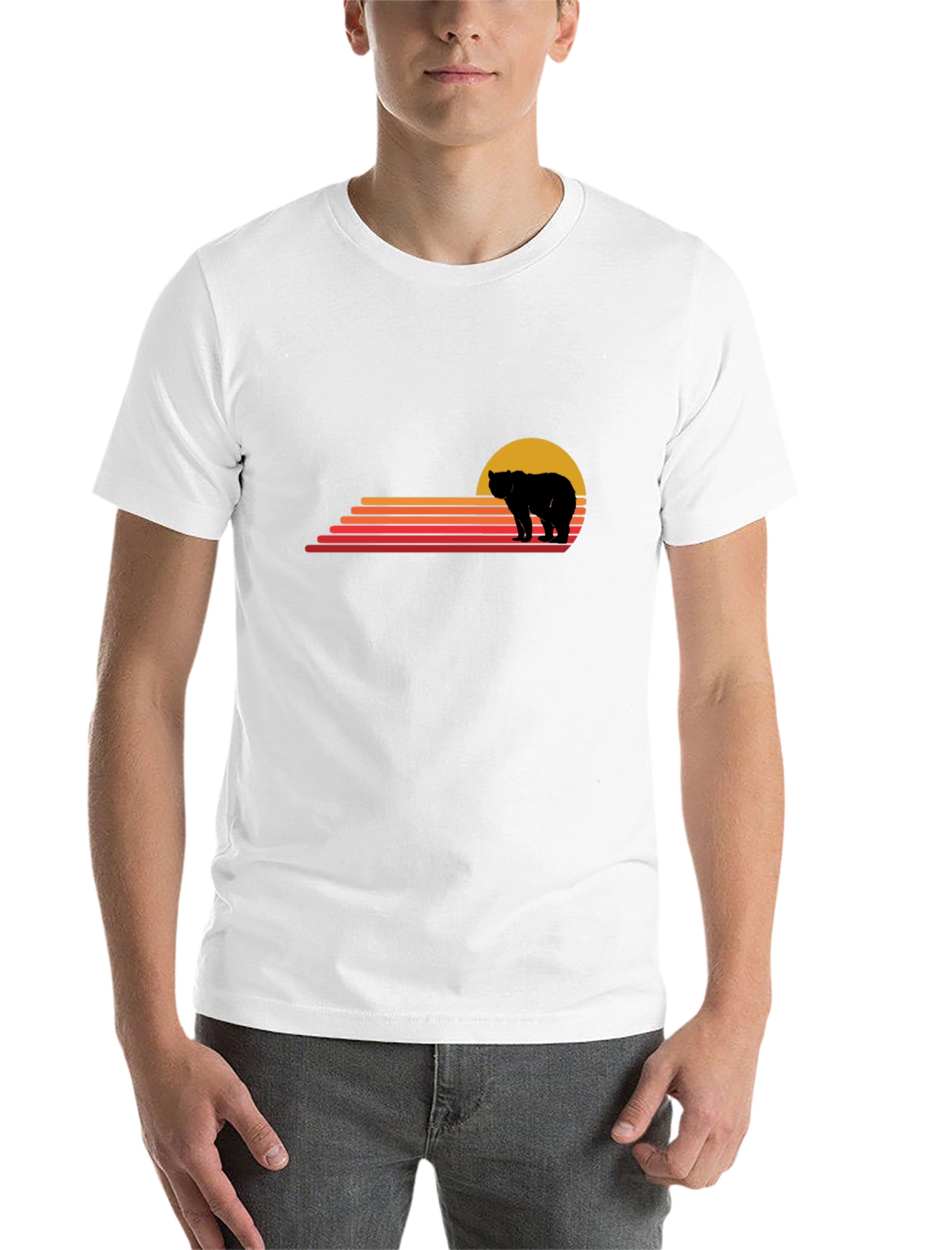 Black Retro Bear Sunset Graphic Tee view 14