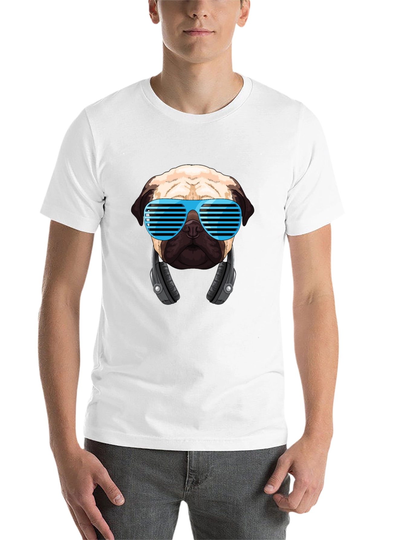 Black Cool Pug DJ Black T-Shirt view 14