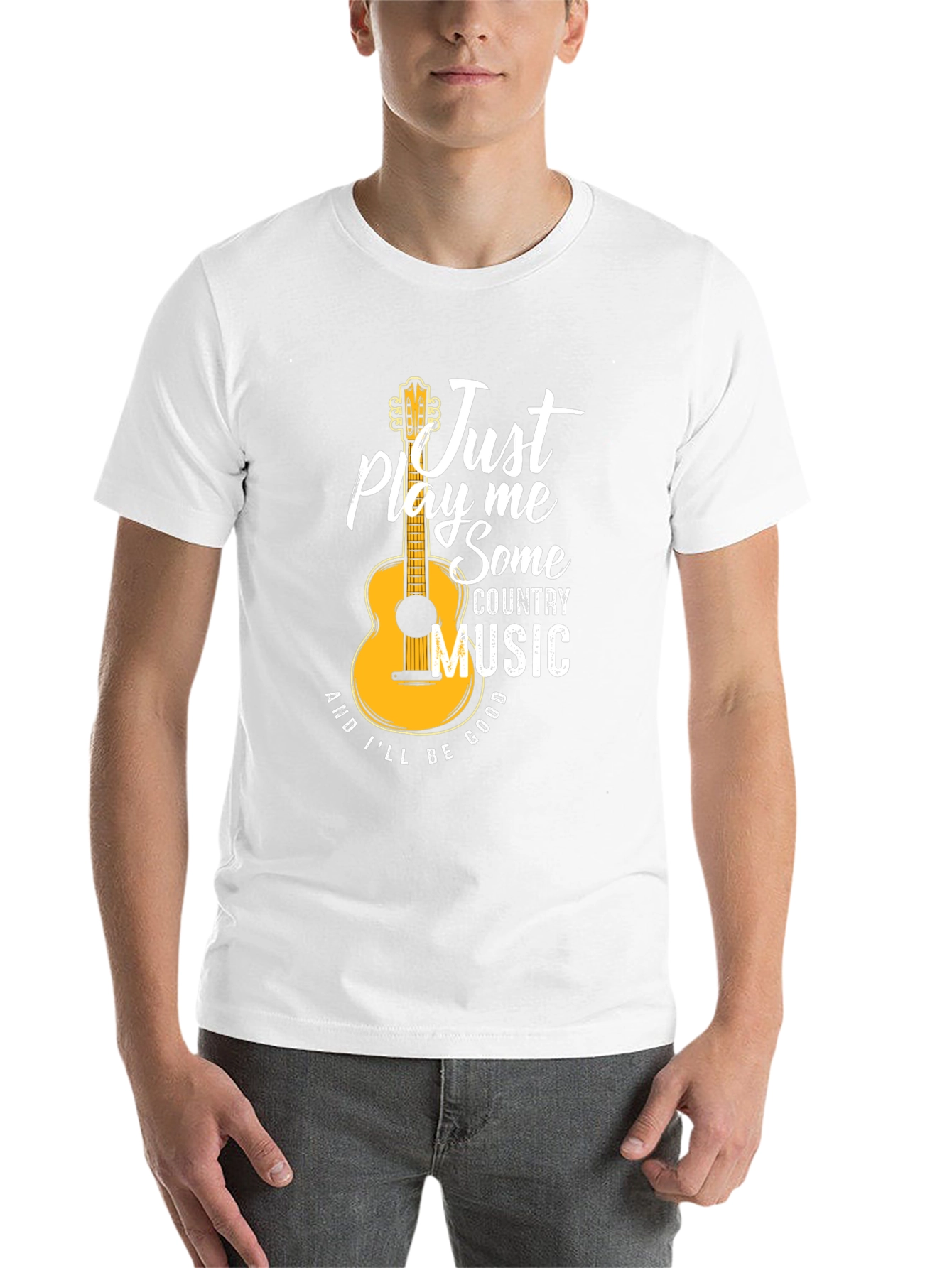 Black Just Play Me Some Country Music Graphic T-Shirt view 14