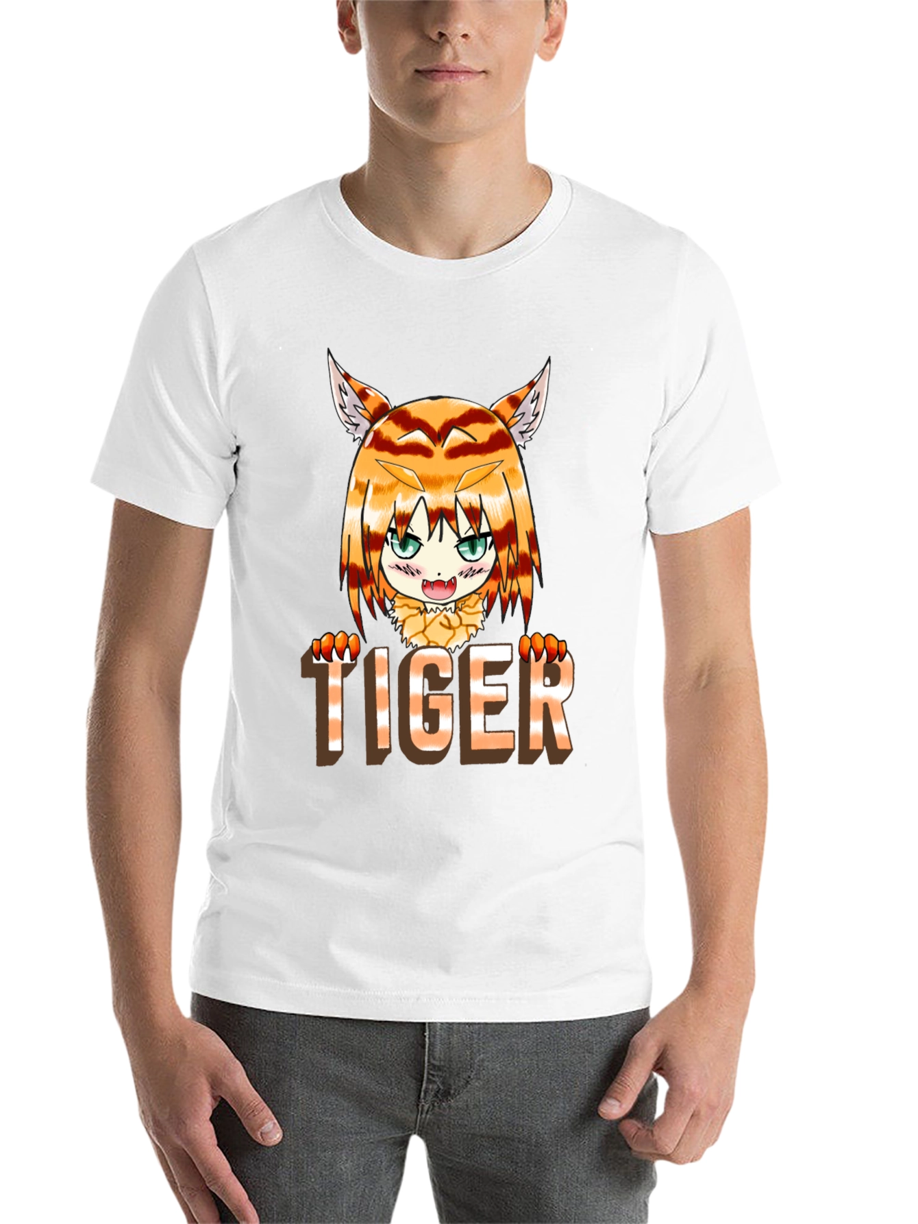 Black Anime Tiger Graphic Tee - Fun Casual Wear view 14