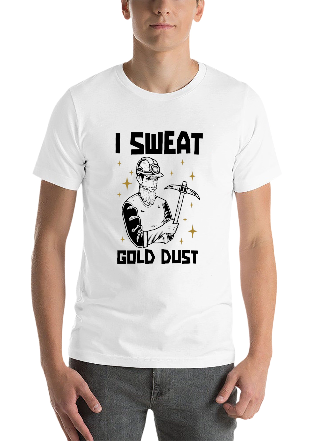 Black I Sweat Gold Dust T-Shirt - Miner Graphic Tee view 14