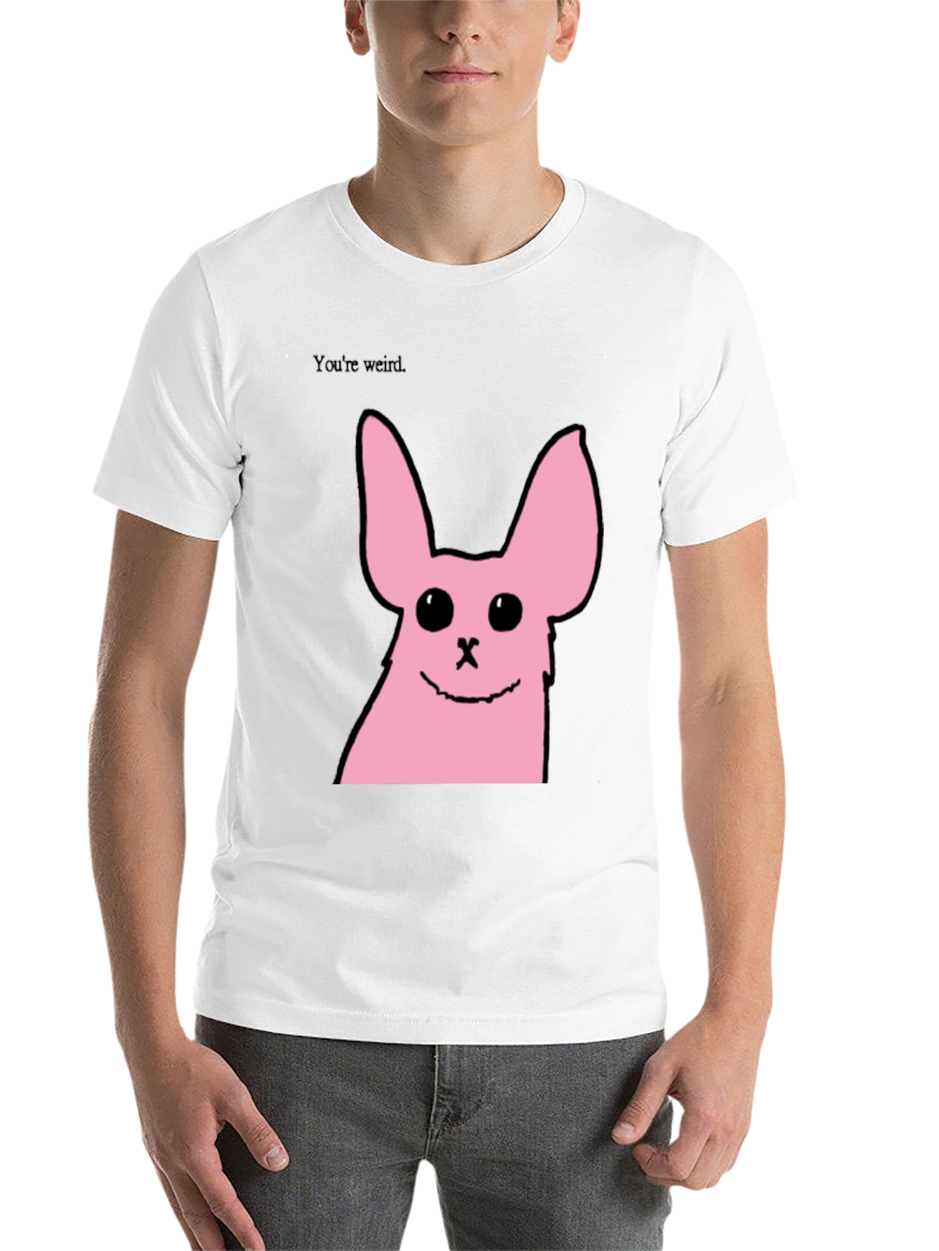 Black Funny Pink Bunny Graphic Tee - You're Weird view 14