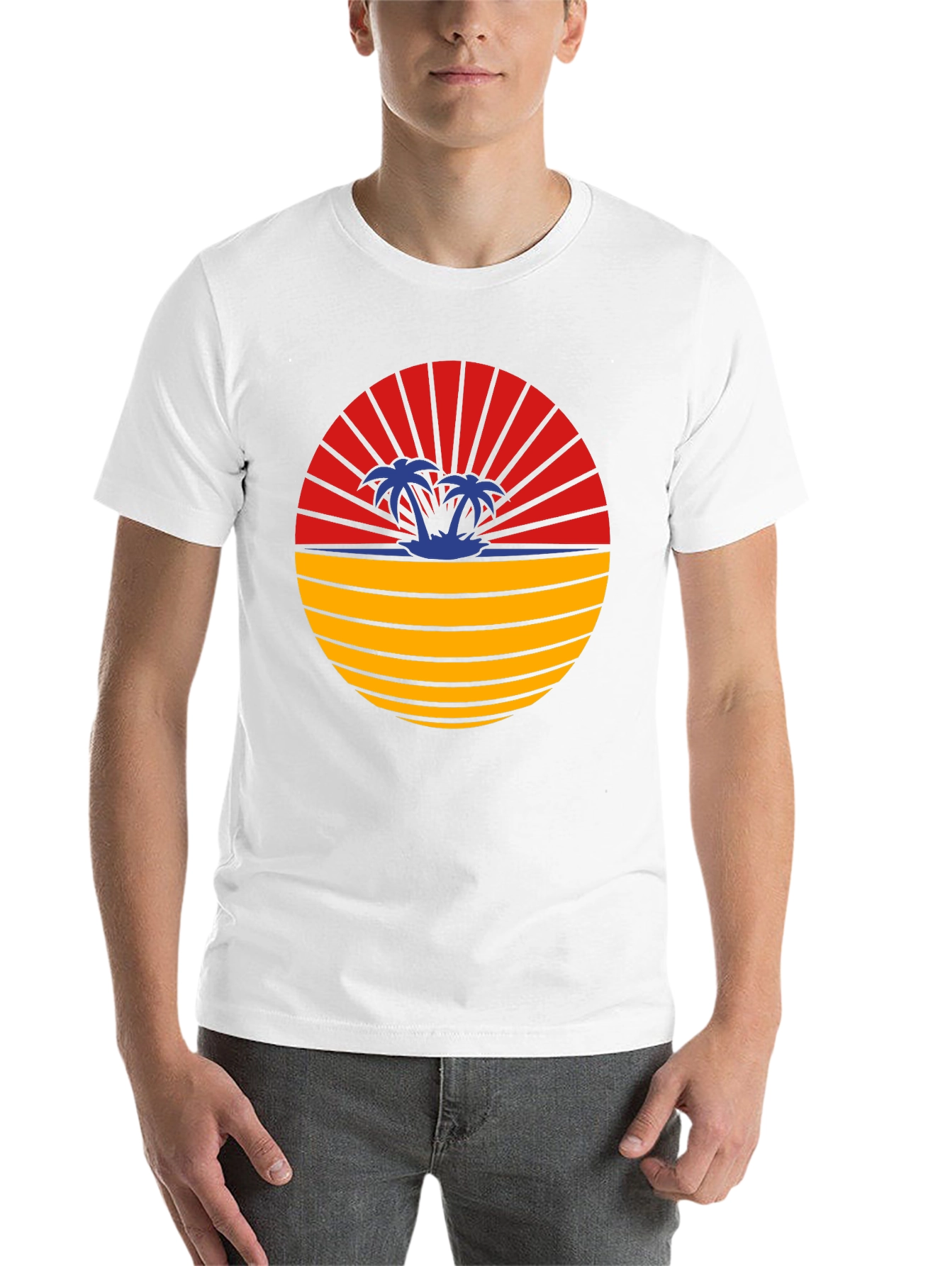 Black Retro Sunset Palm Tree T-Shirt view 14