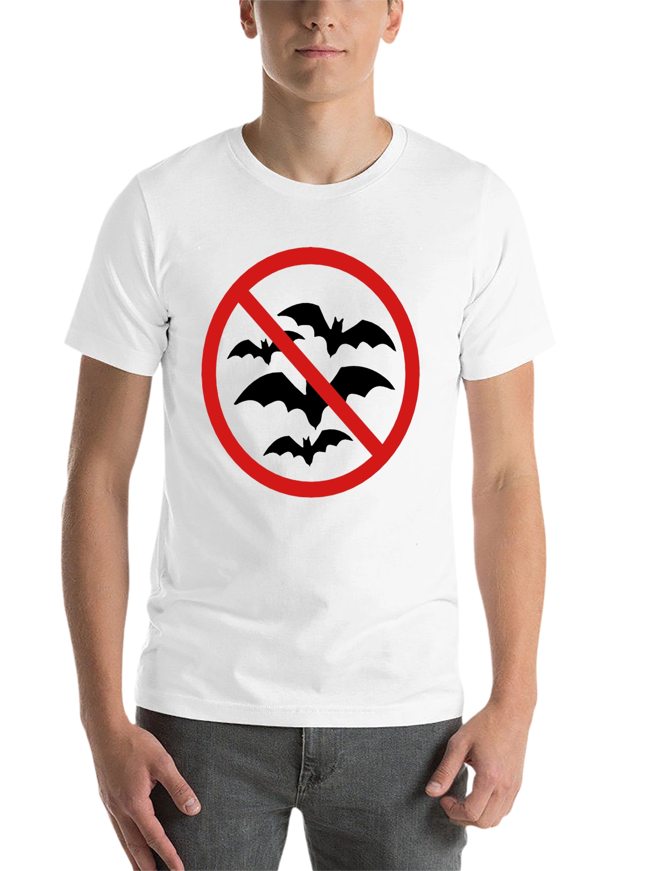 Black No Bats Allowed T-Shirt - Black Cotton Tee view 14