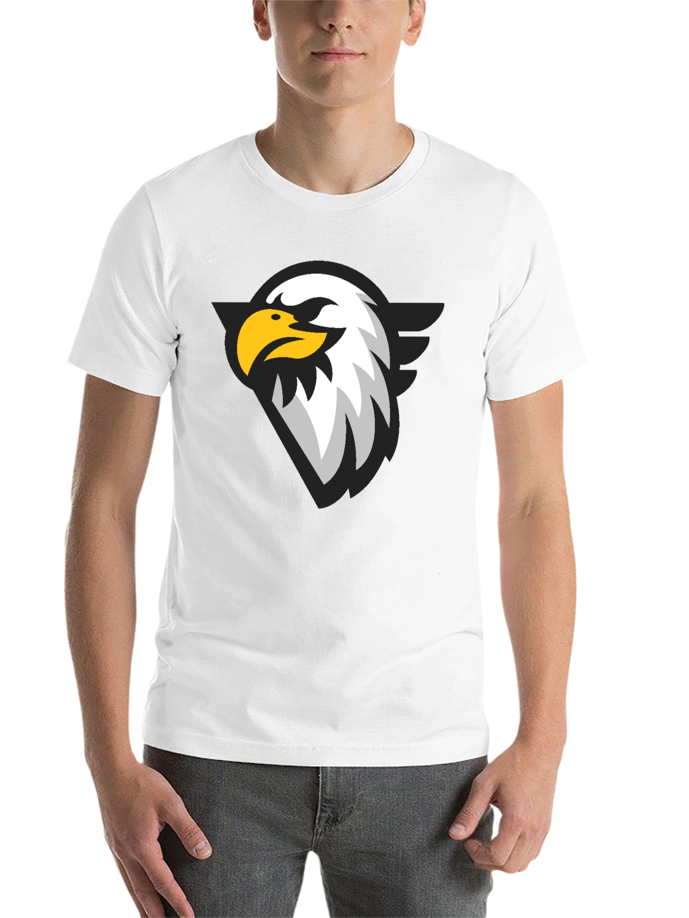Black Black T-Shirt with Eagle Graphic Print view 14