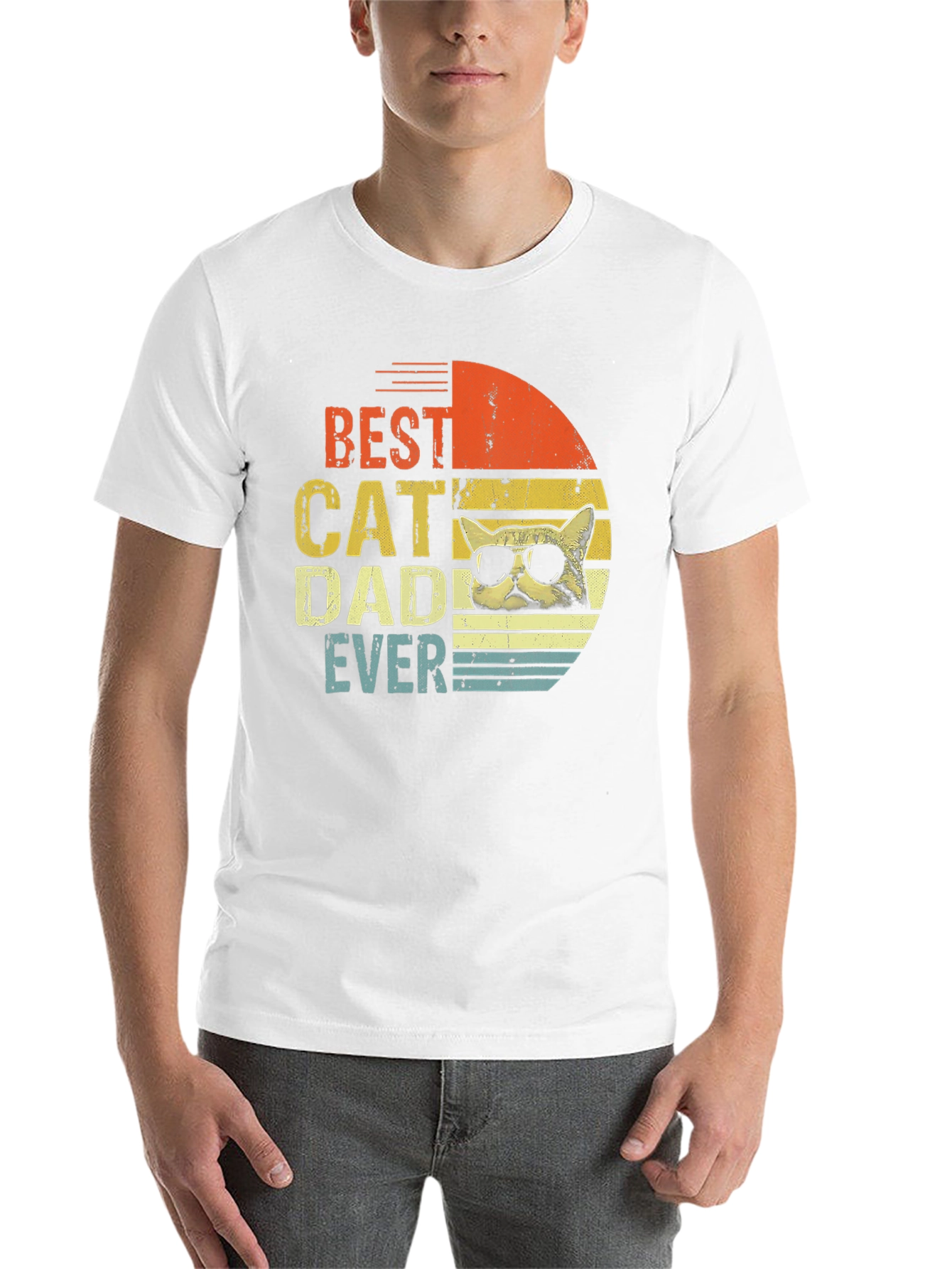 Black Best Cat Dad Ever Graphic T-Shirt view 14