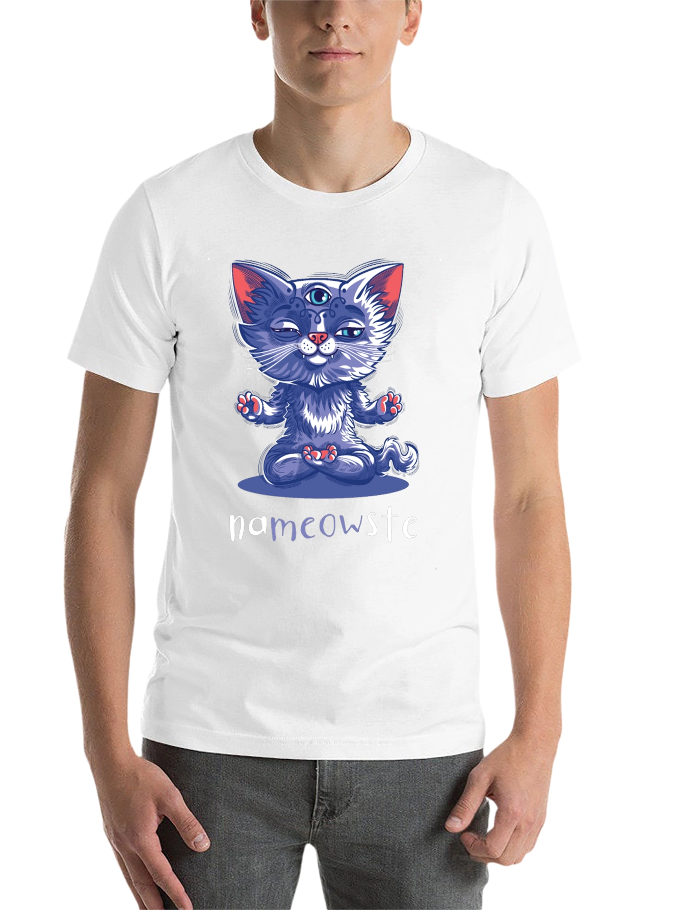 Black Namaste Cat Graphic T-Shirt view 14
