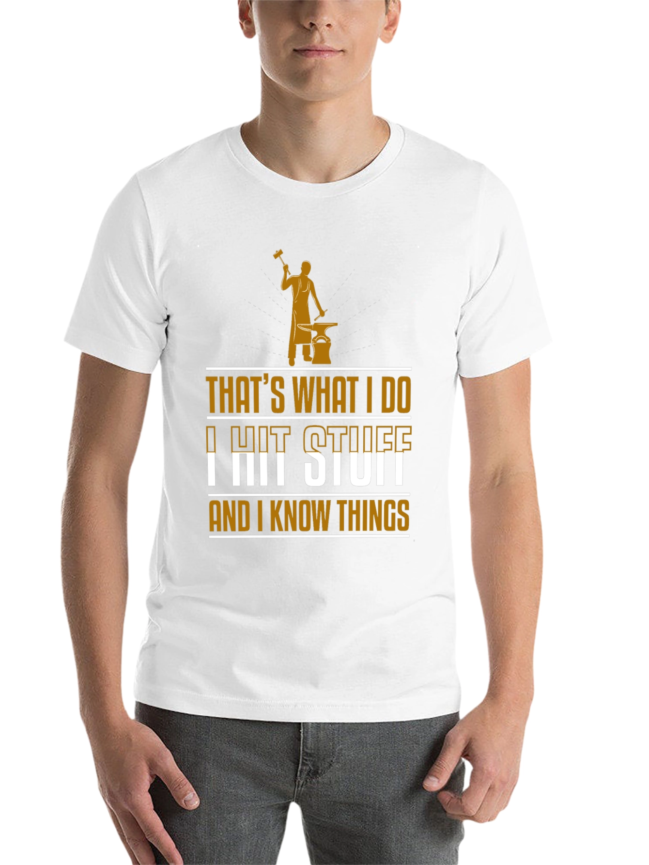 Black I Hit Stuff And I Know Things Black T-Shirt view 14
