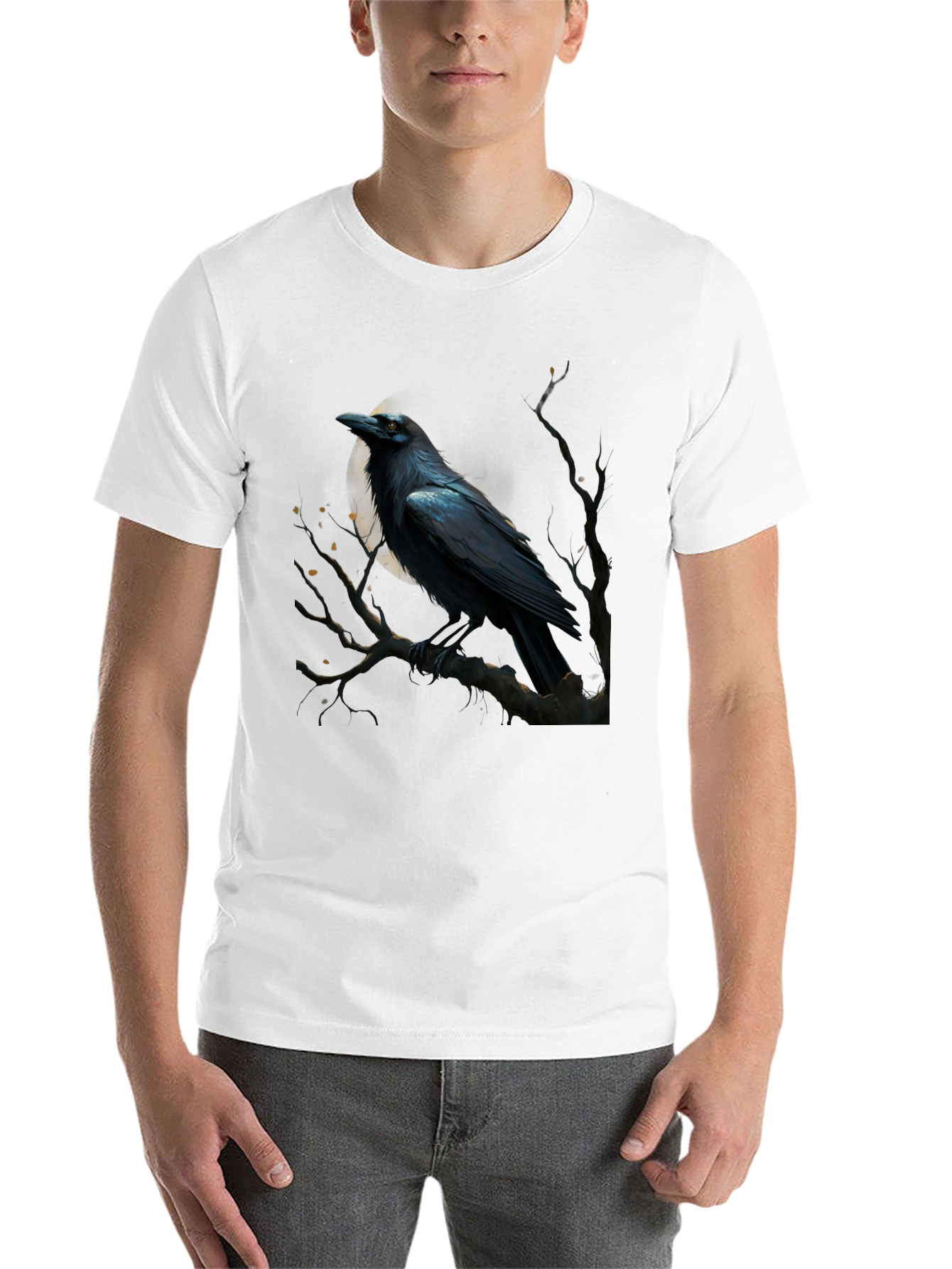 Black Raven Graphic T-Shirt - Men's Black Tee view 14