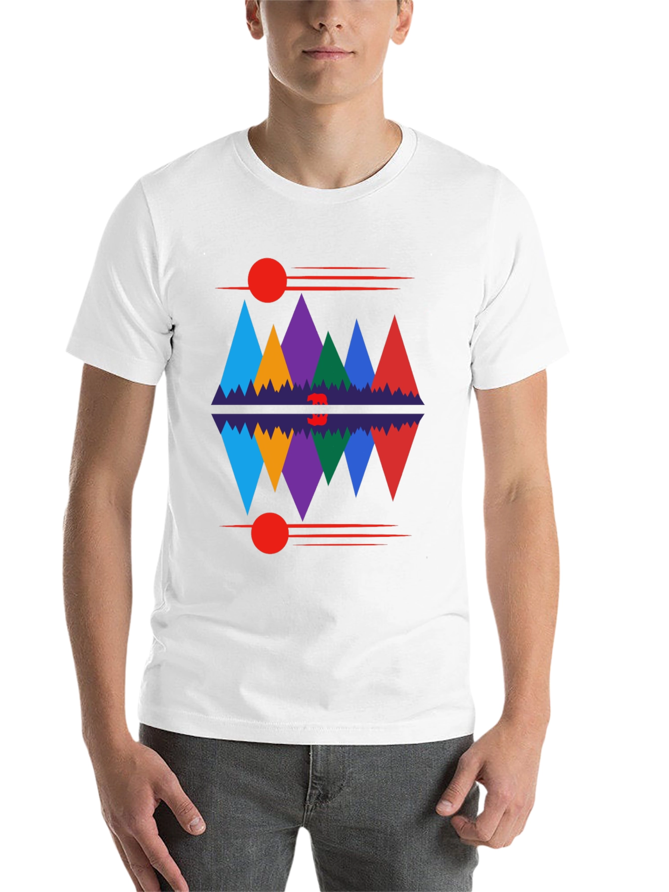 Black Geometric Mountain Range Graphic Tee view 14