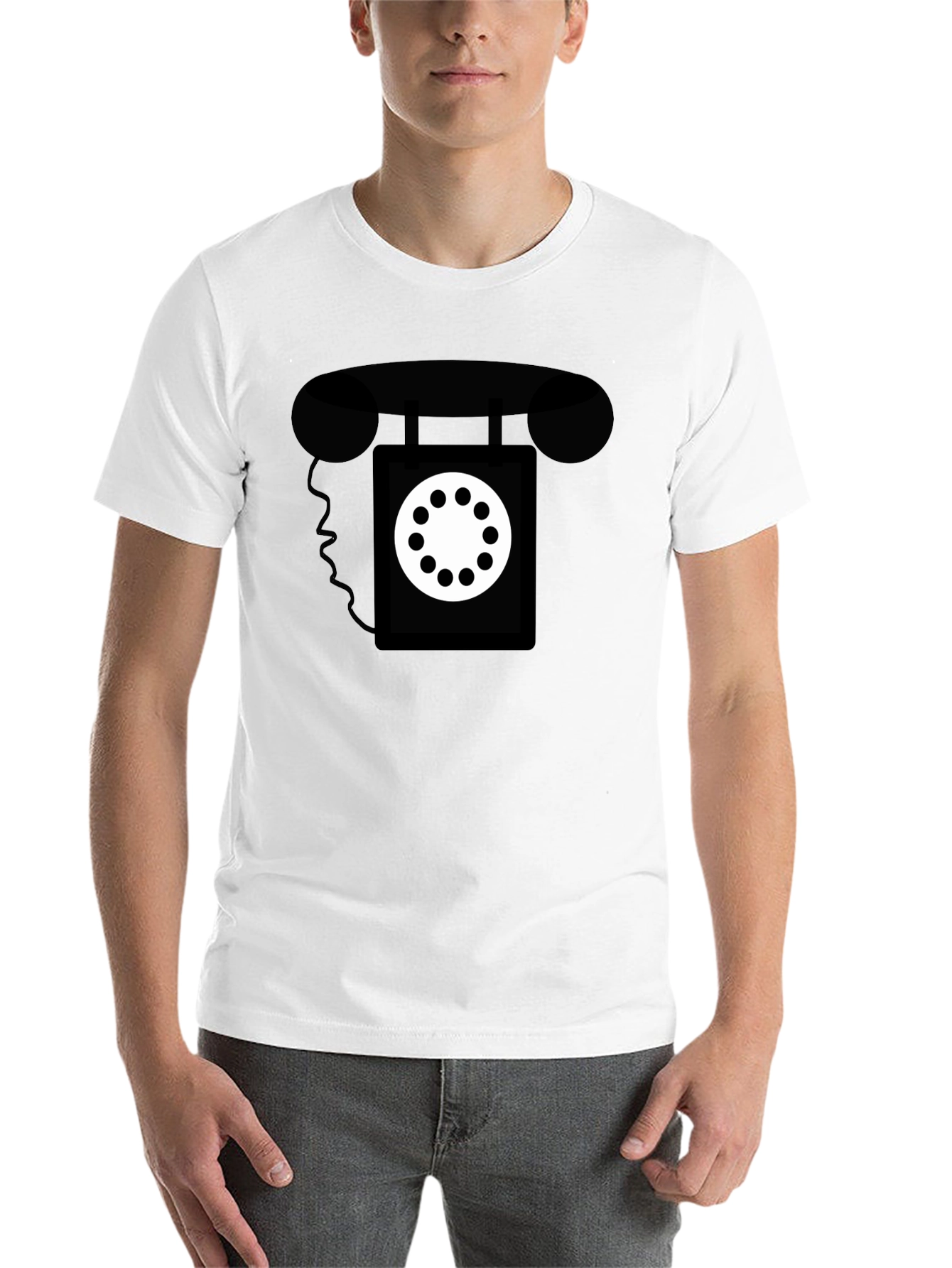 Black Retro Rotary Phone Graphic Tee - Classic Style view 14