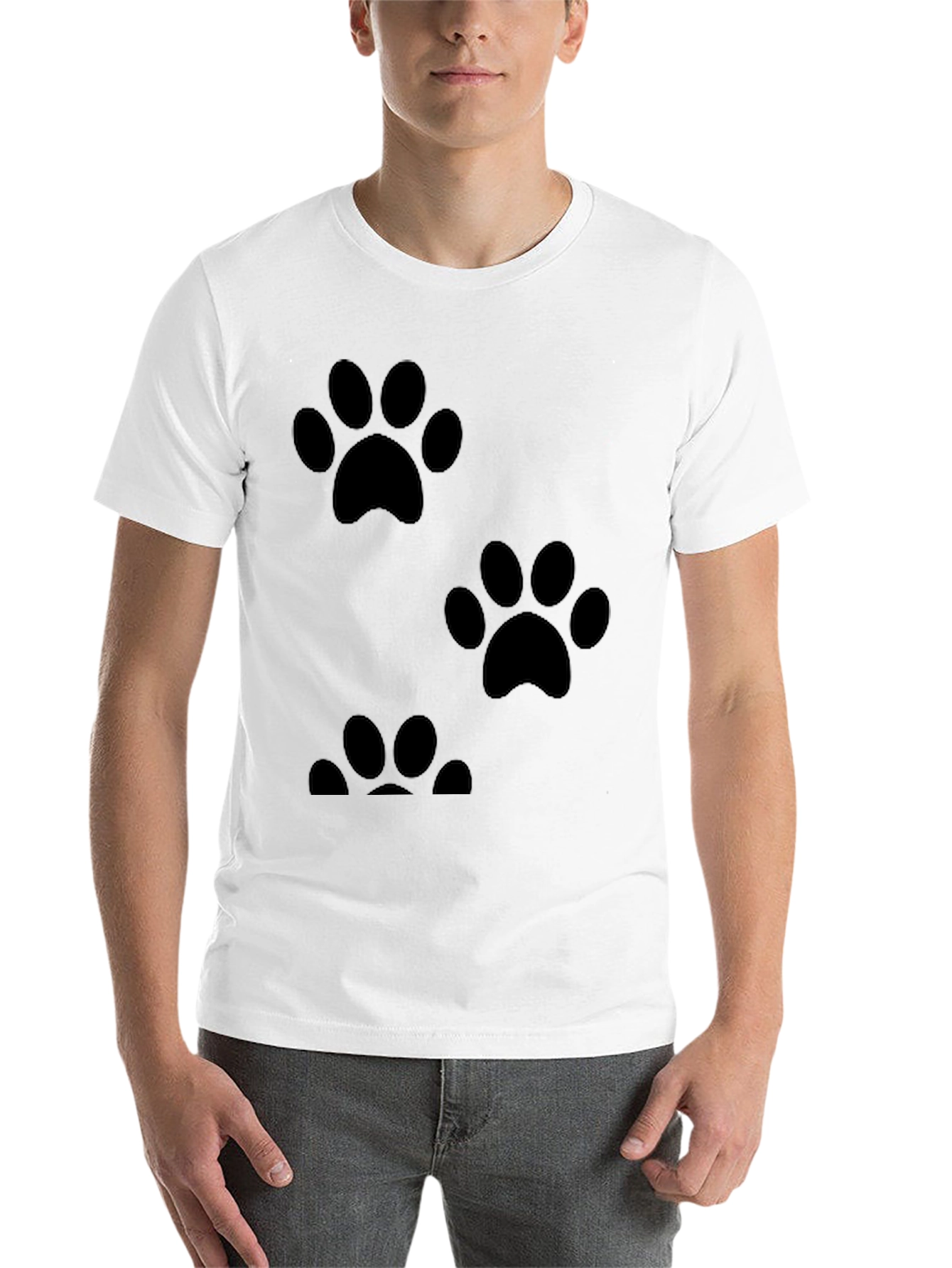 Black Paw Print Graphic Tee - Casual Black T-Shirt view 14