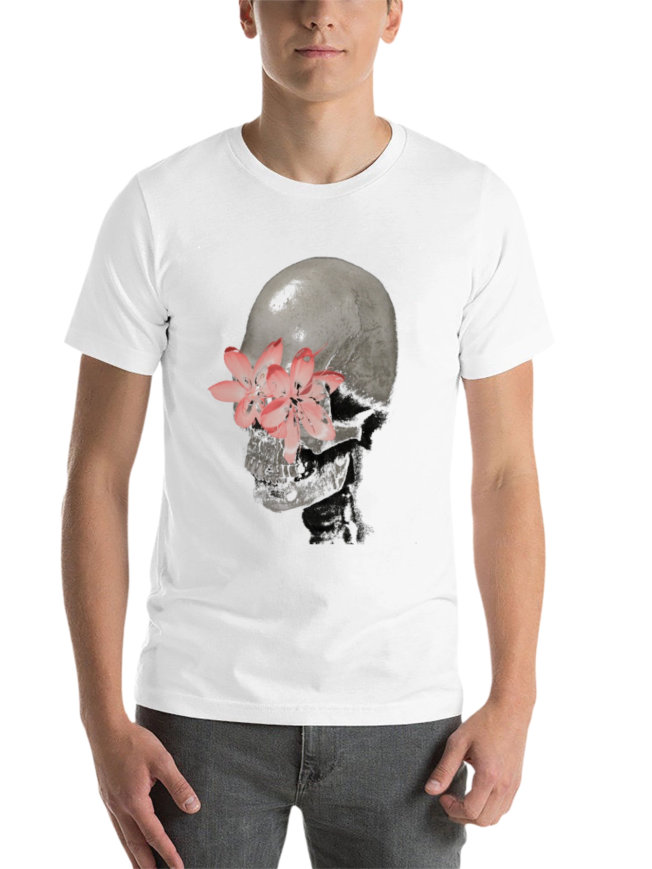 Black Skull and Flower Graphic T-Shirt view 14