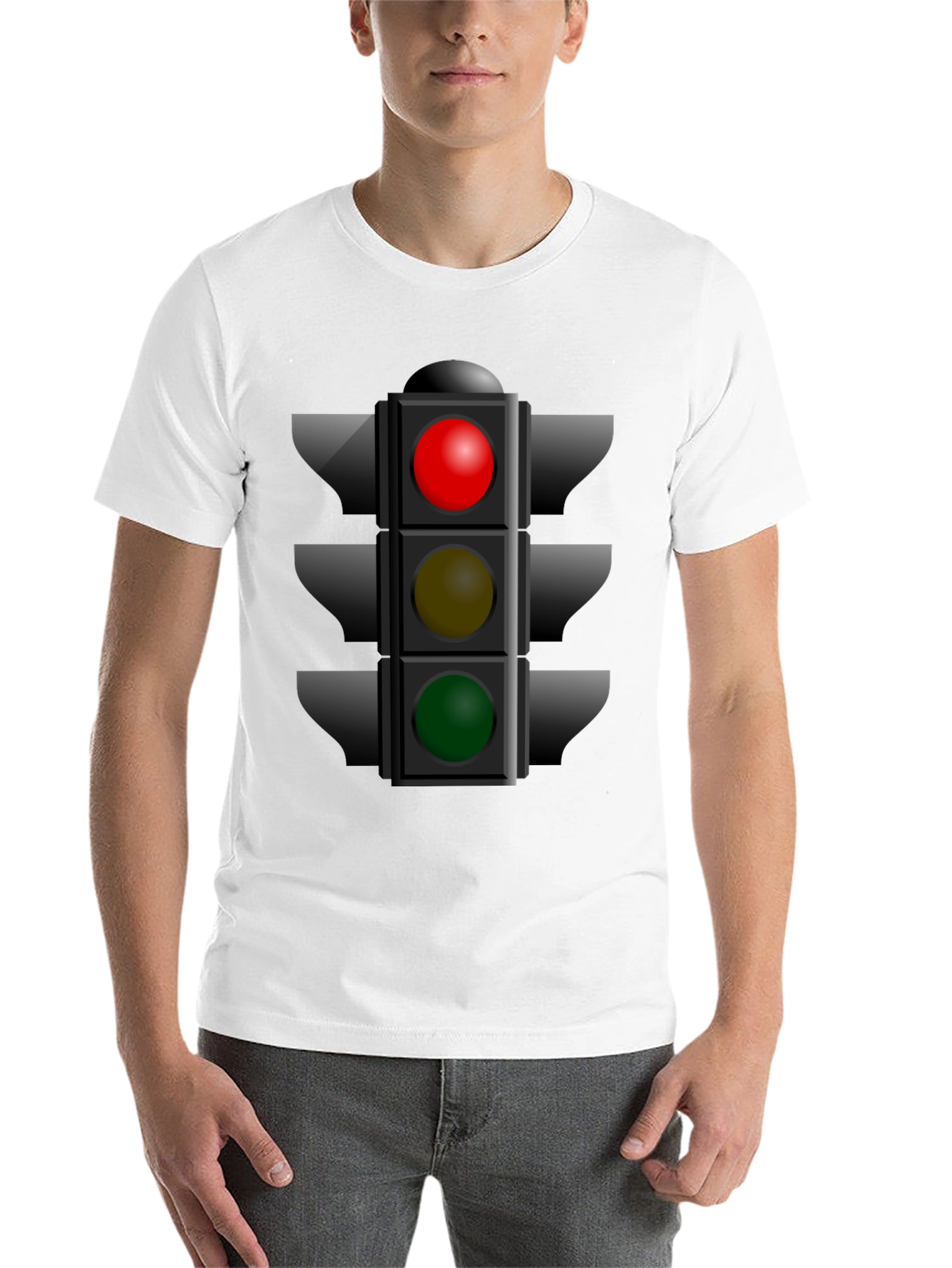 Black Traffic Light Graphic Tee - Novelty Stoplight Shirt view 14