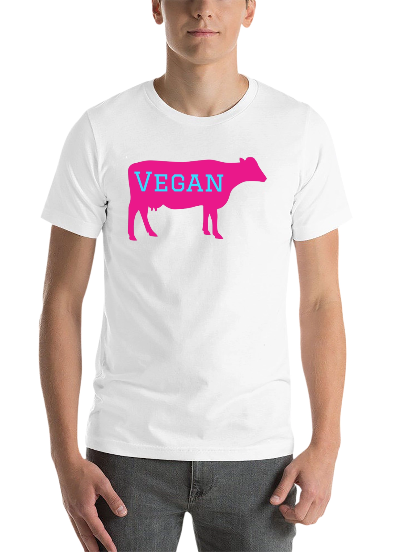 Black Vegan Cow Graphic T-Shirt - Unisex Black Tee view 14