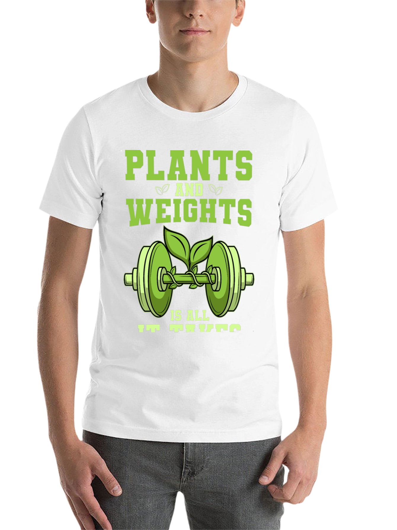 Black Plants and Weights T-Shirt - Vegan Fitness Apparel view 14