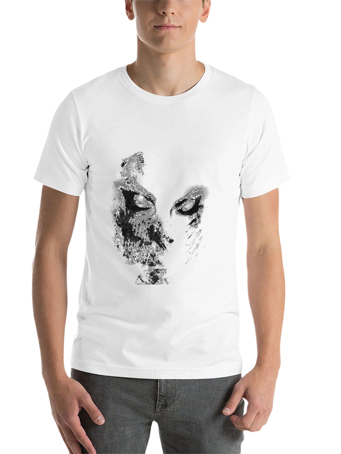 Black Abstract Face Graphic Black T-Shirt view 14