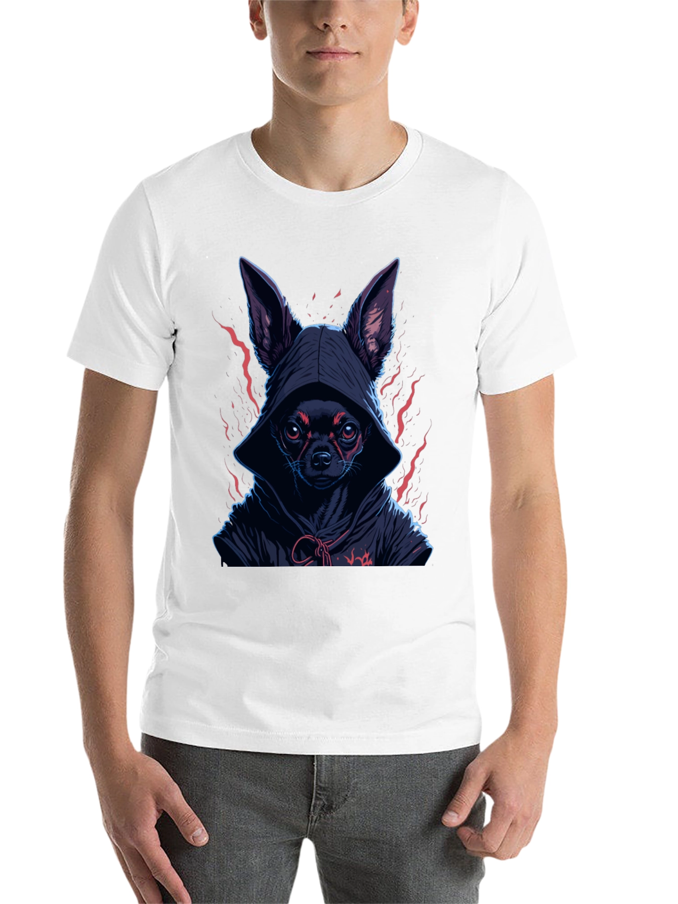Black Hooded Chihuahua Graphic Tee view 14