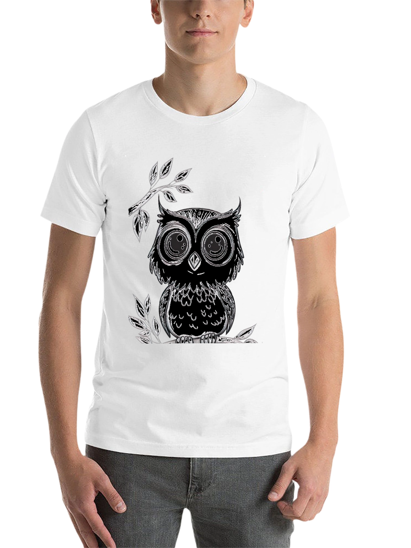 Black Owl Graphic T-Shirt - Soft Cotton Blend, Black view 14