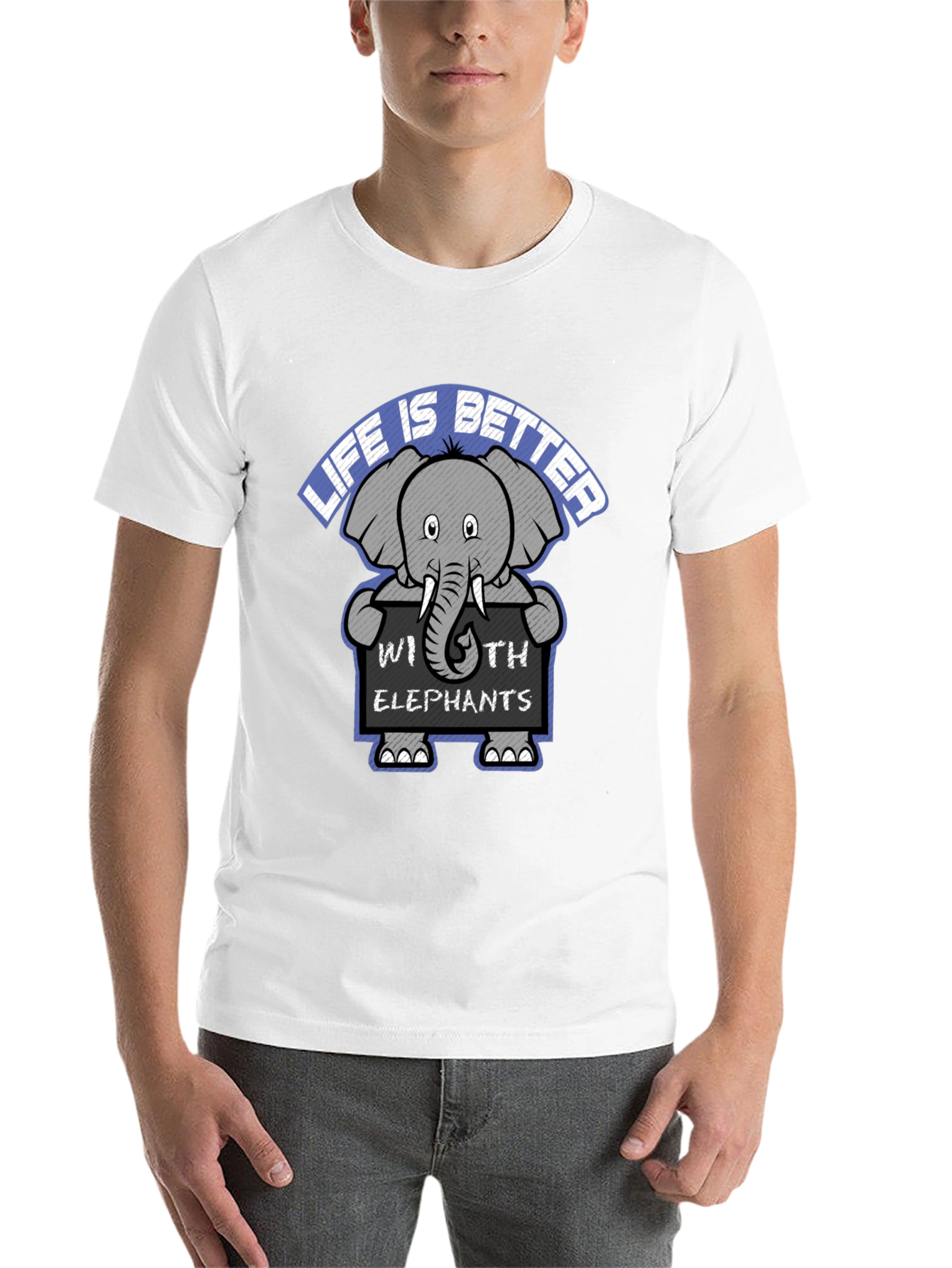 Black Life is Better with Elephants Graphic Tee view 14