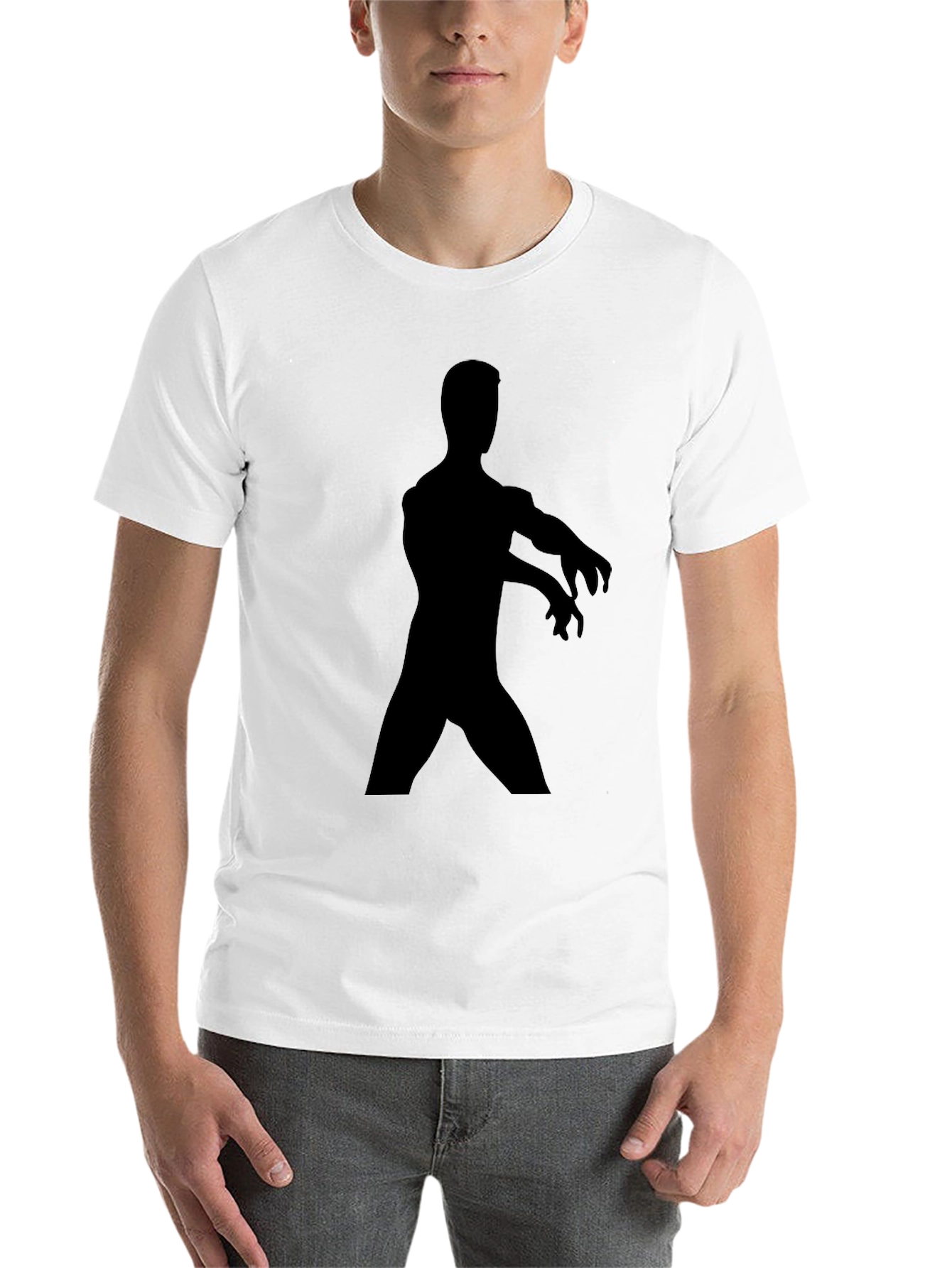 Black Men's Black Graphic Tee - Zombie Silhouette view 14