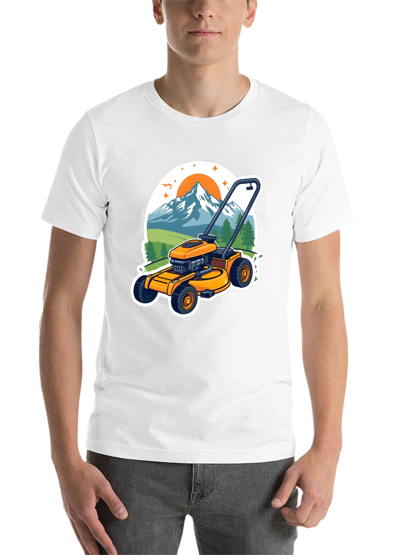 Black Lawnmower Landscape Graphic Tee view 14