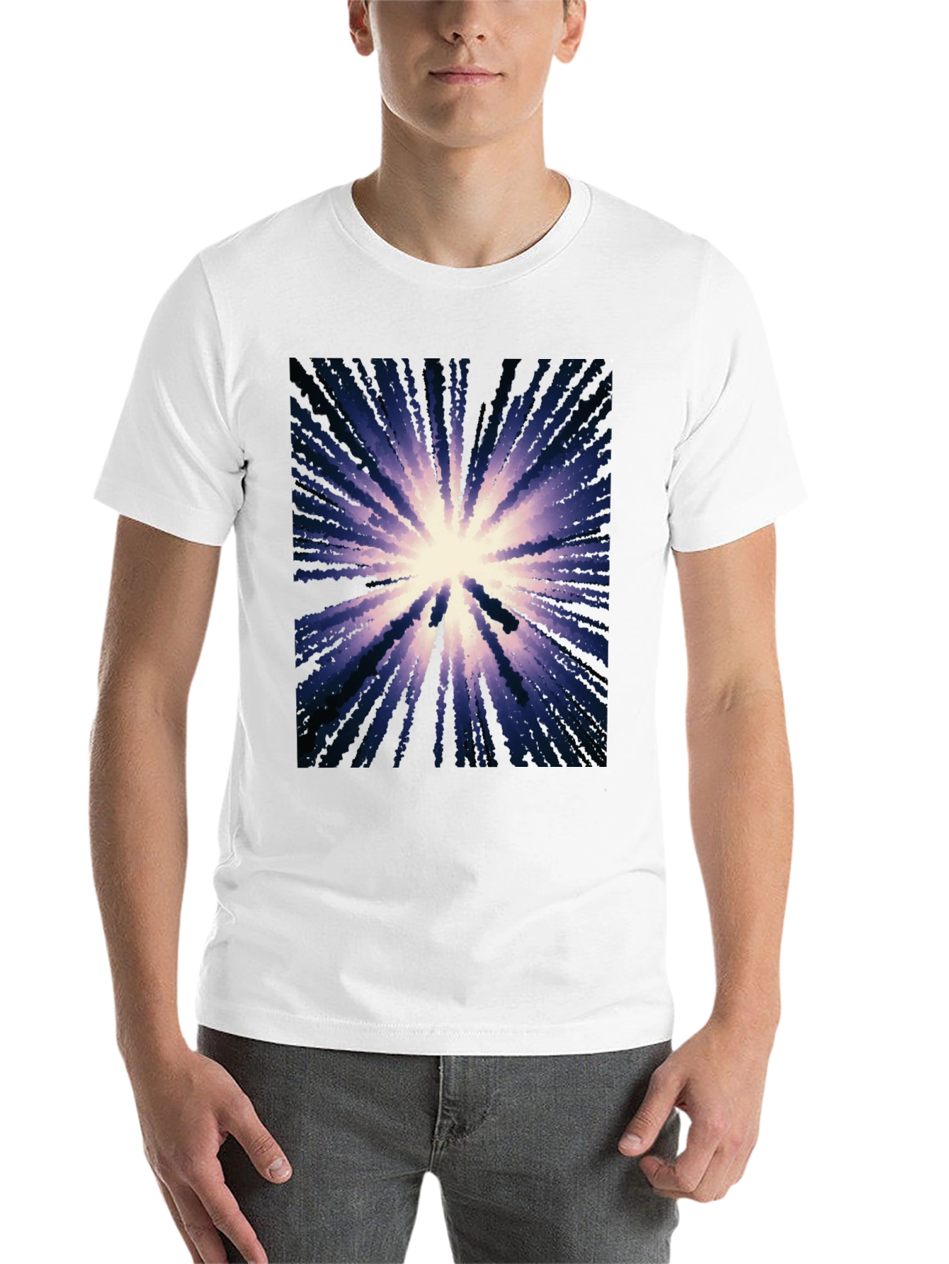 Black Abstract Burst Graphic Black T-Shirt view 14