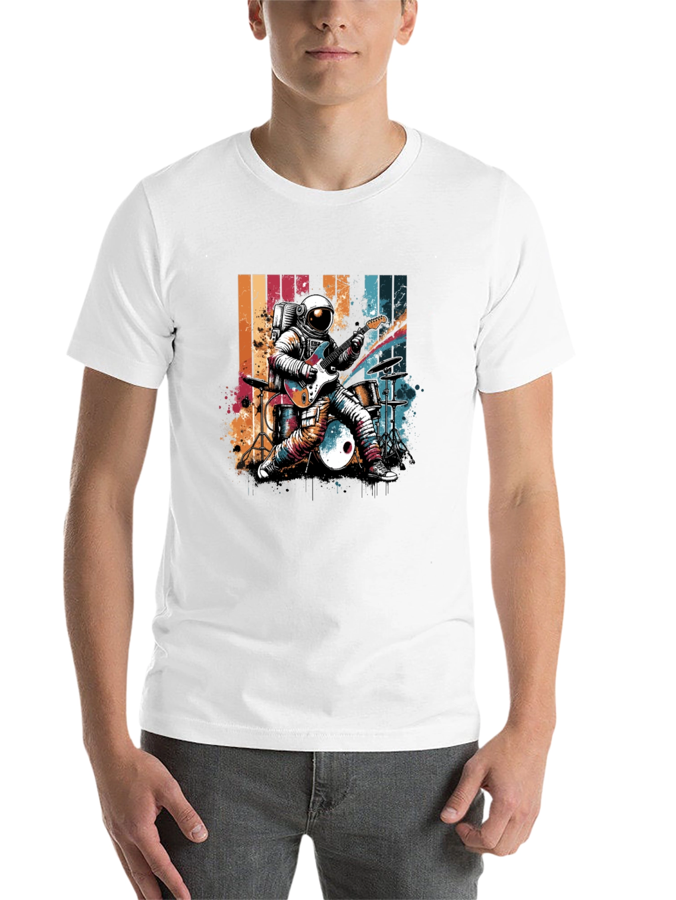 Black Astronaut Guitarist T-Shirt view 14