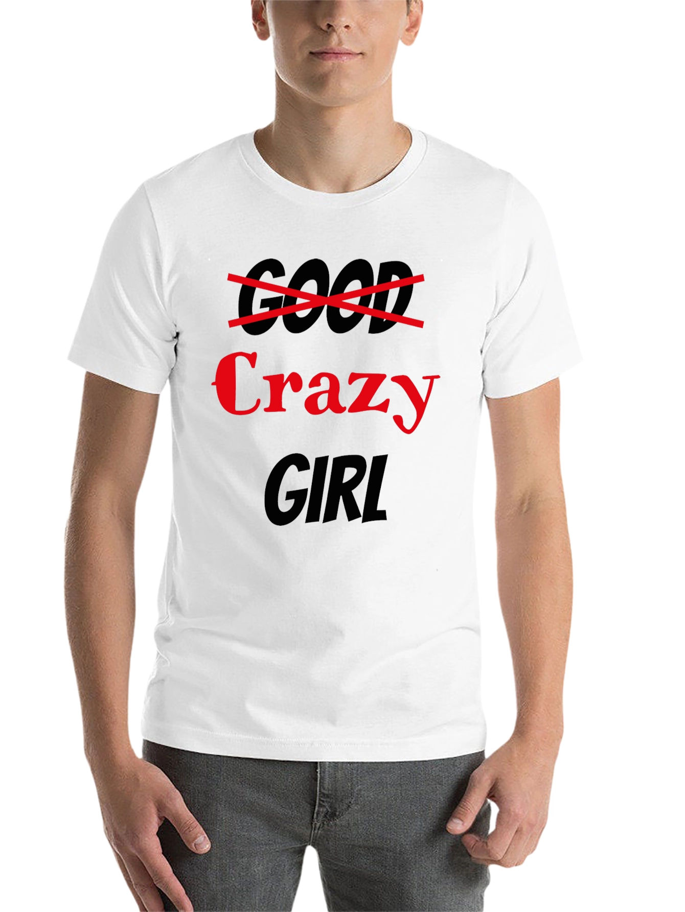 Black Crazy Girl Graphic Tee - Black Crew Neck view 14