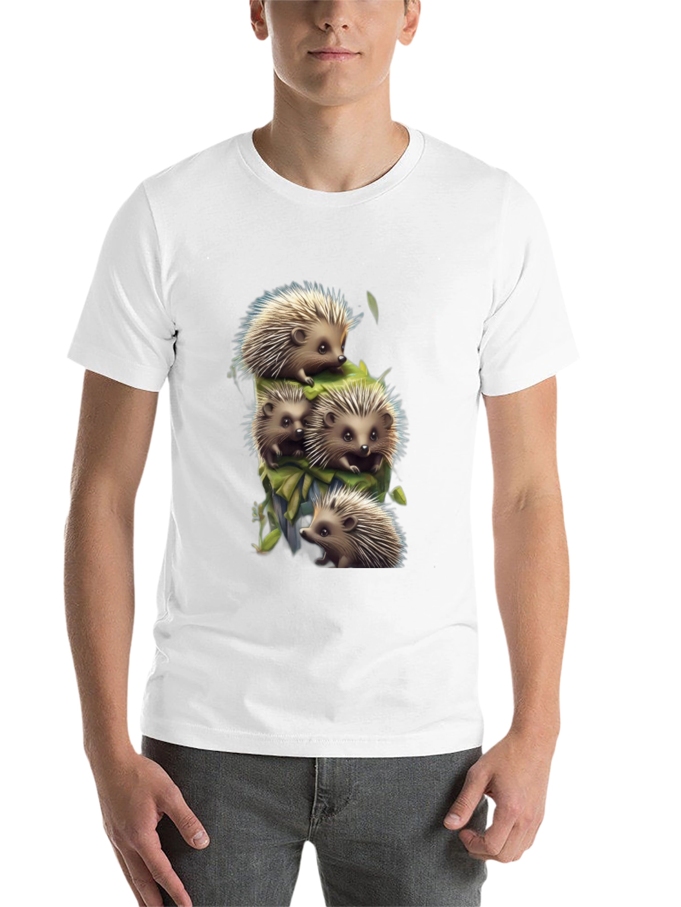 Black Cute Hedgehog Stack Graphic Tee - Black view 14