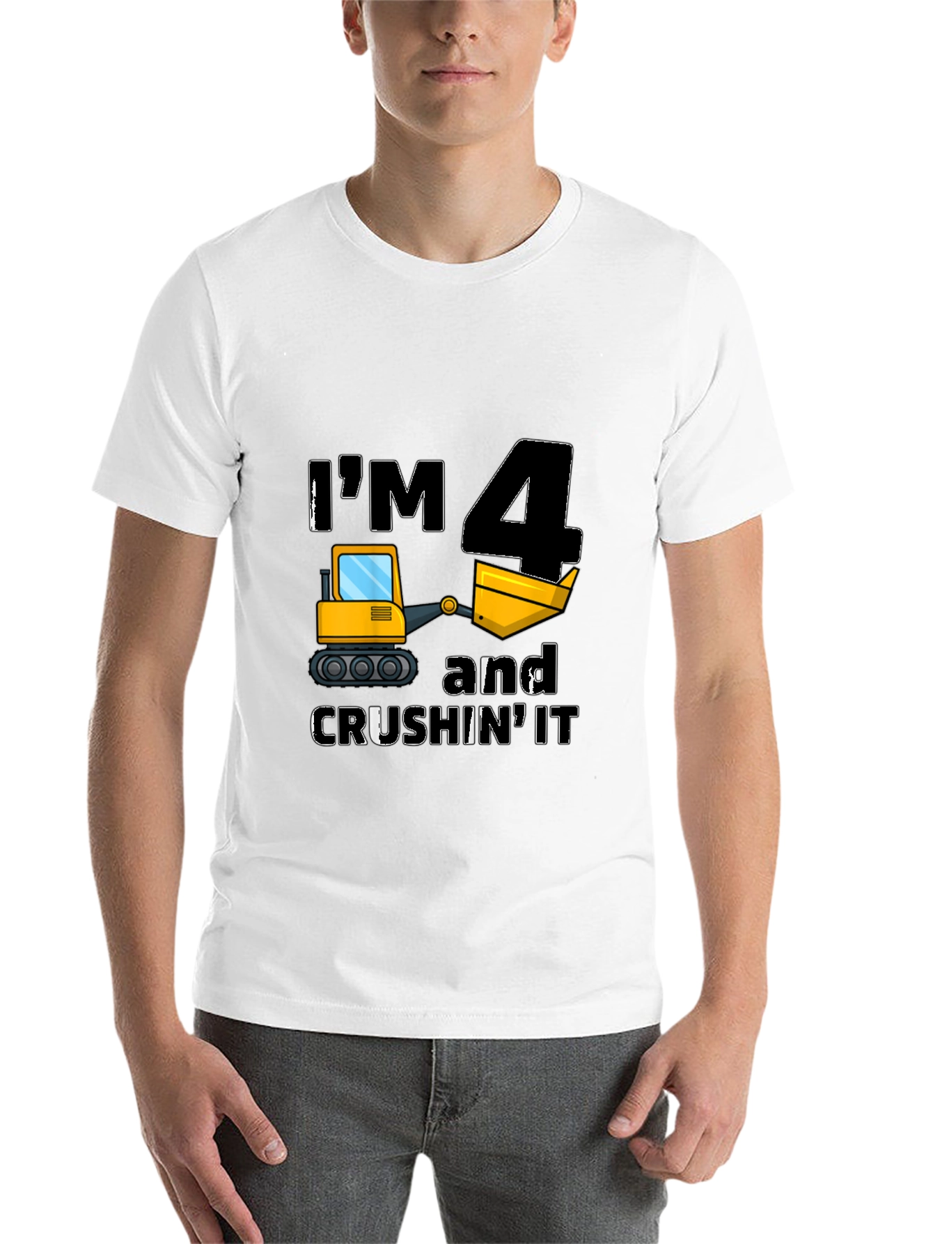 Black I'm 4 and Crushin' It Kids Birthday T-Shirt view 14