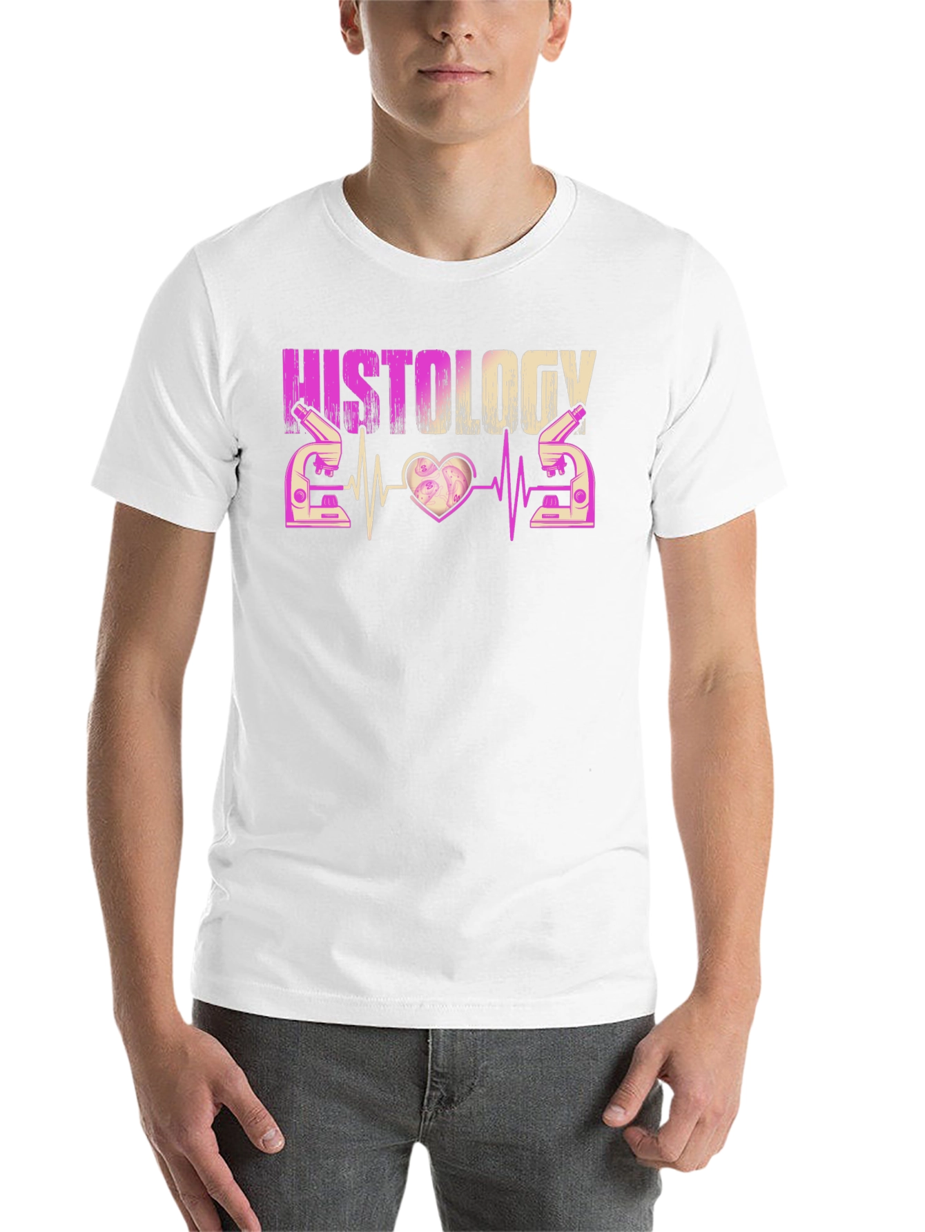 Black Histology Heartbeat Microscope T-Shirt view 14