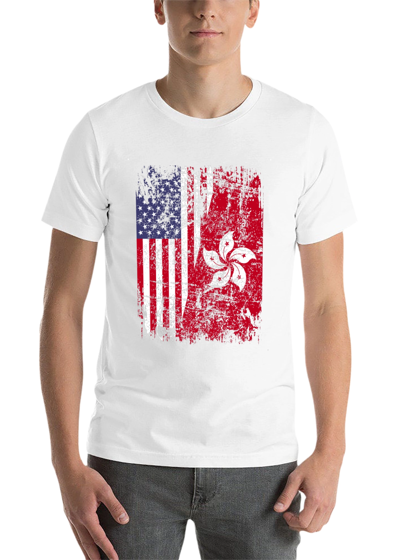 Black USA Hong Kong Flag Graphic Tee view 14