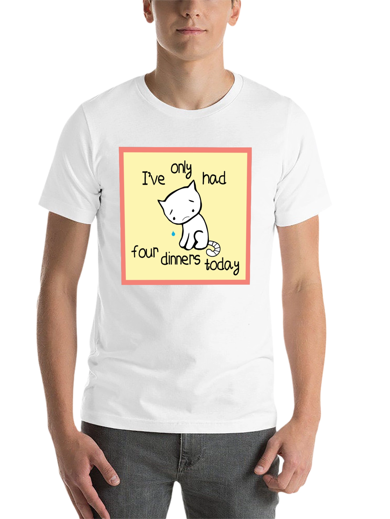 Black Funny Cat T-Shirt: Only Four Dinners Today view 14