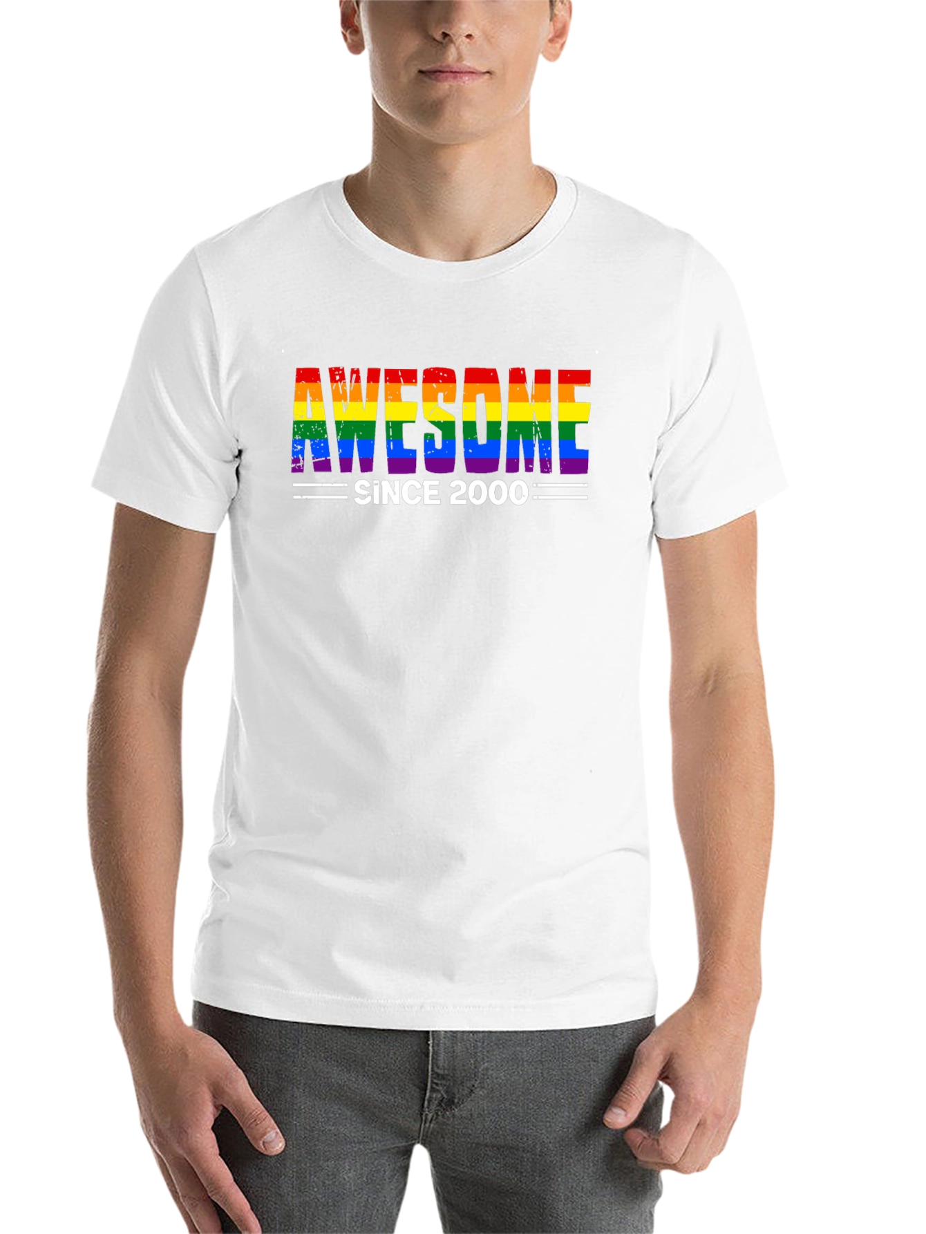 Black Awesome Since 2000 Rainbow Pride T-Shirt view 14