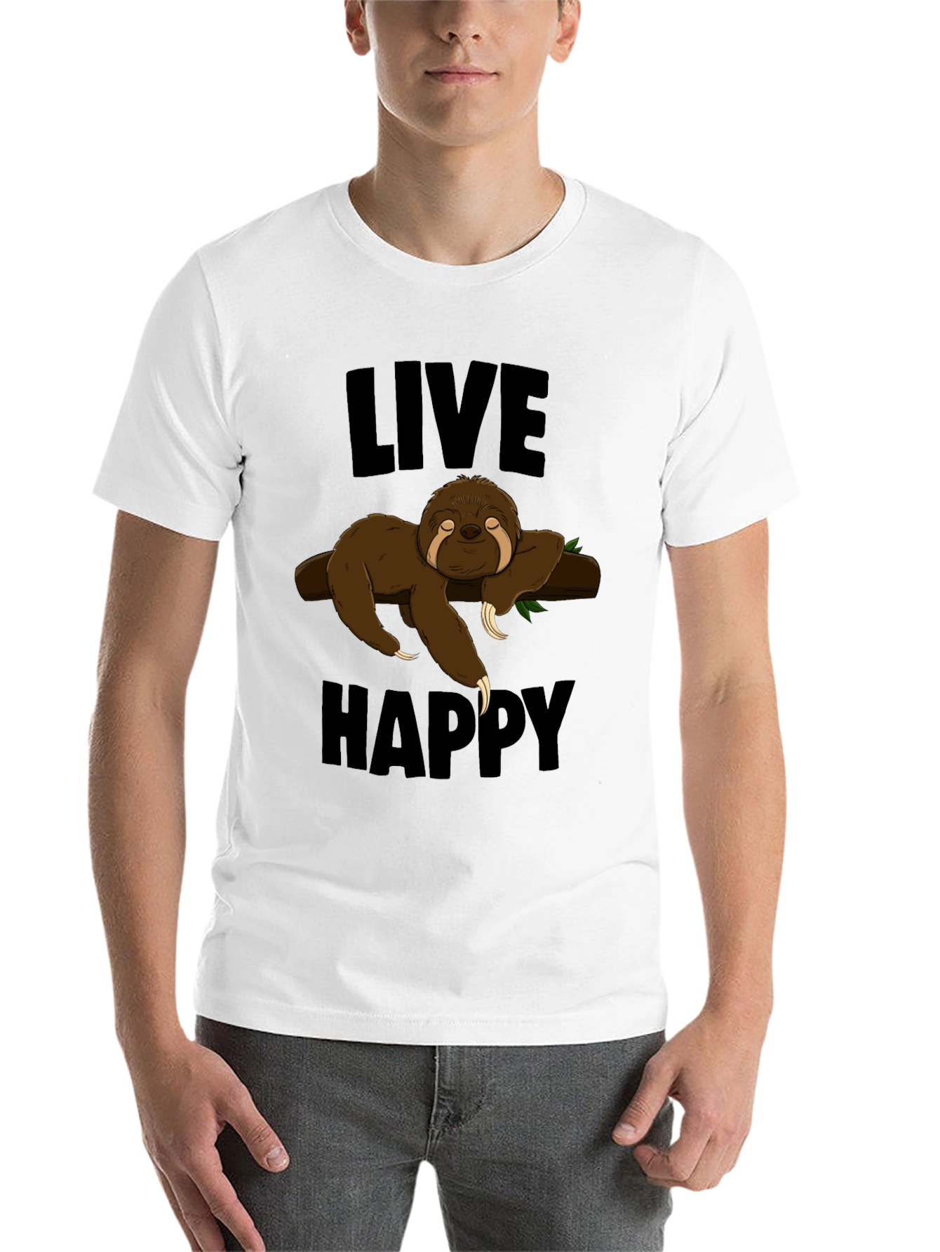 Black Live Happy Sloth Graphic T-Shirt - Comfort & Style view 14