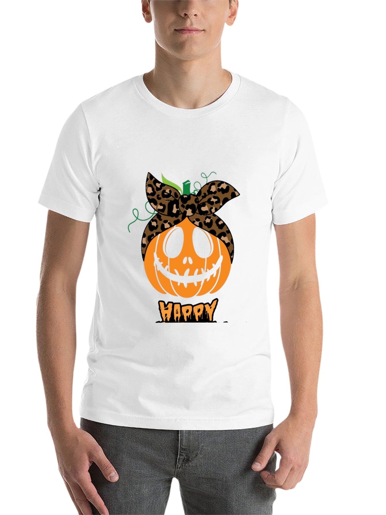 Black Happy Pumpkin Headband Graphic Tee view 14