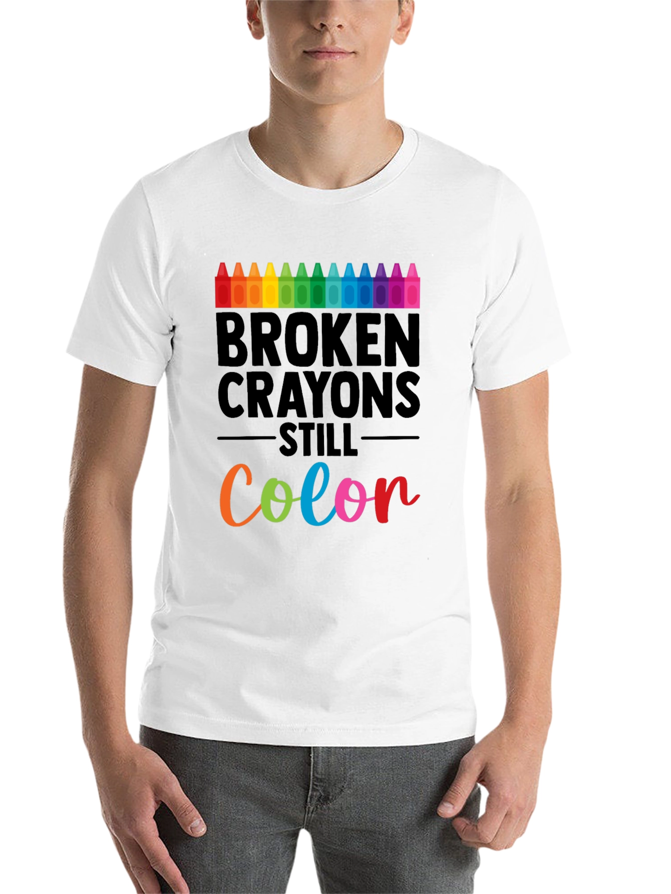 Black Broken Crayons Still Color T-Shirt view 14
