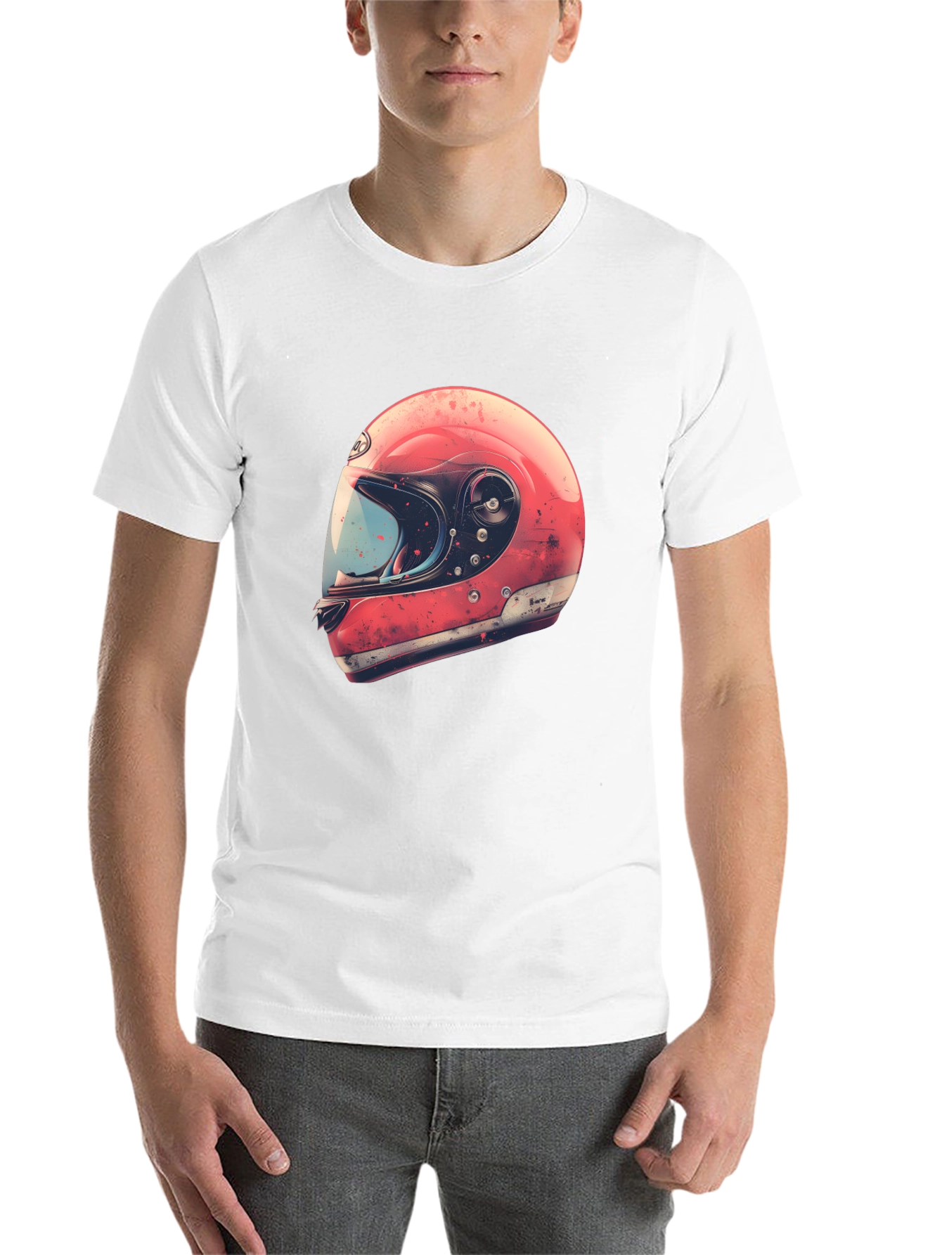 Black Retro Motorcycle Helmet Graphic Tee - Black view 14