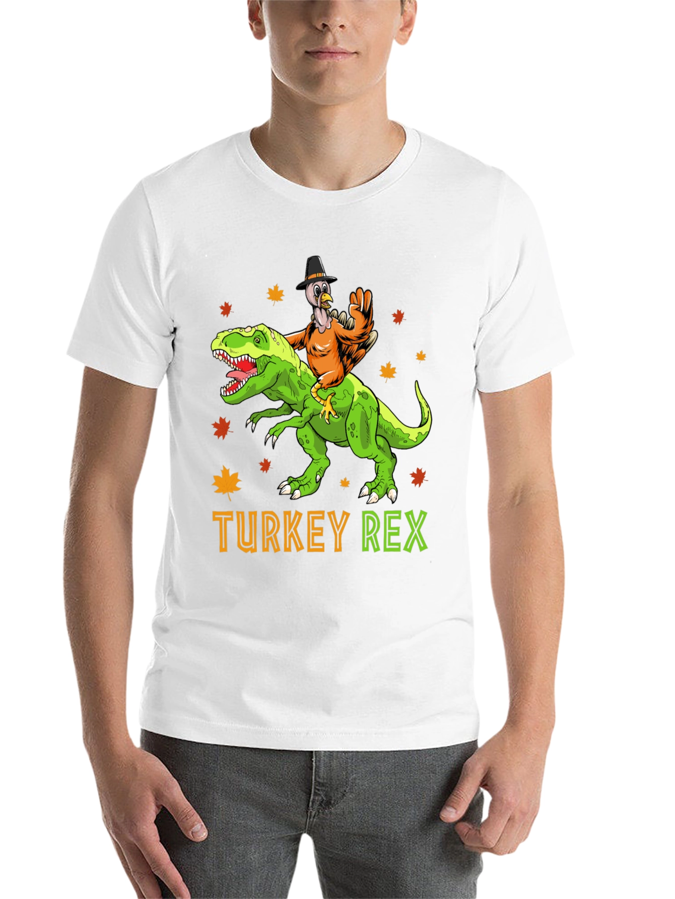 Turkey Rex T-Shirt: Thanksgiving Dinosaur Tee - 14