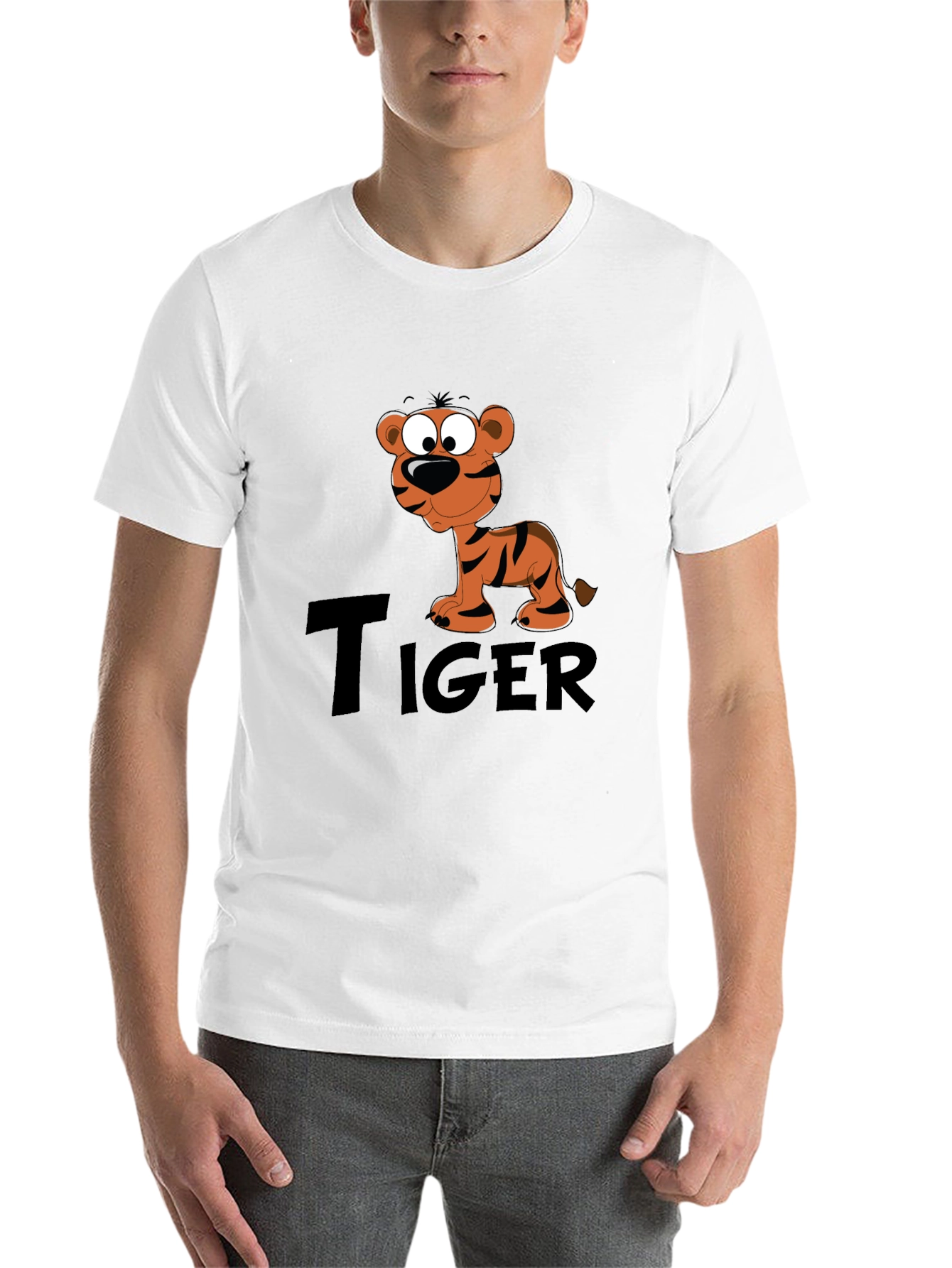 Black Cartoon Tiger Graphic Black T-Shirt view 14