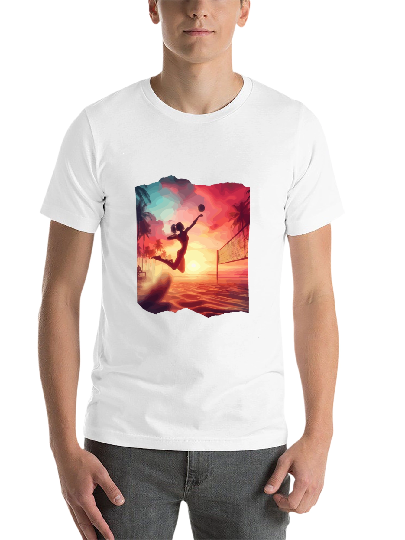 Black Sunset Volleyball T-Shirt view 14